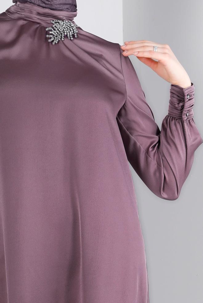 Tesettür giyim MOR 43523 BABİL SATEN TUNİK 38/46 TEK40 - ALVİNA