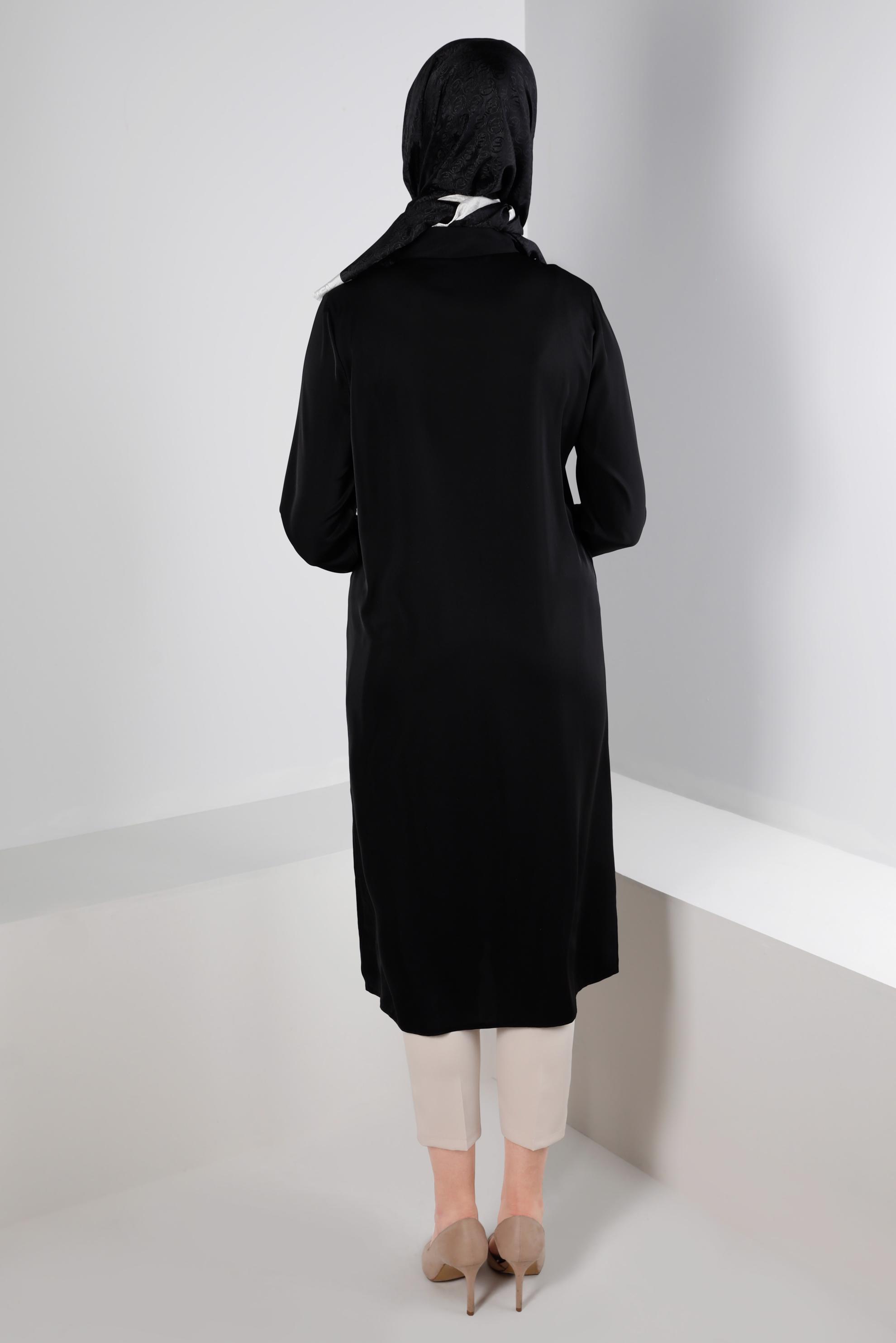 Tesettür giyim SİYAH TAŞ İŞLEME DETAYLI TUNİK 43528