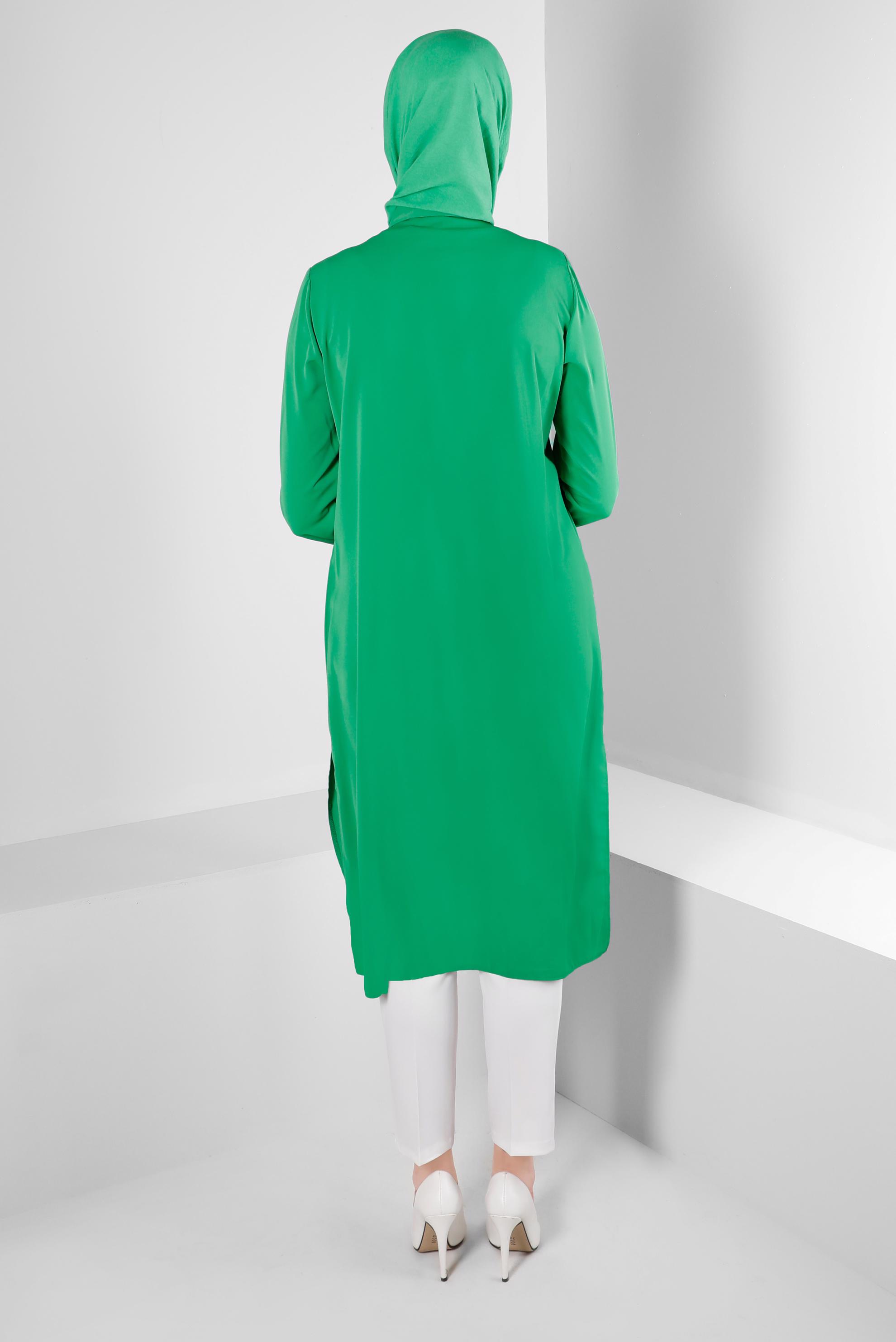 Tesettür giyim YEŞİL TAŞ İŞLEME DETAYLI TUNİK 43528