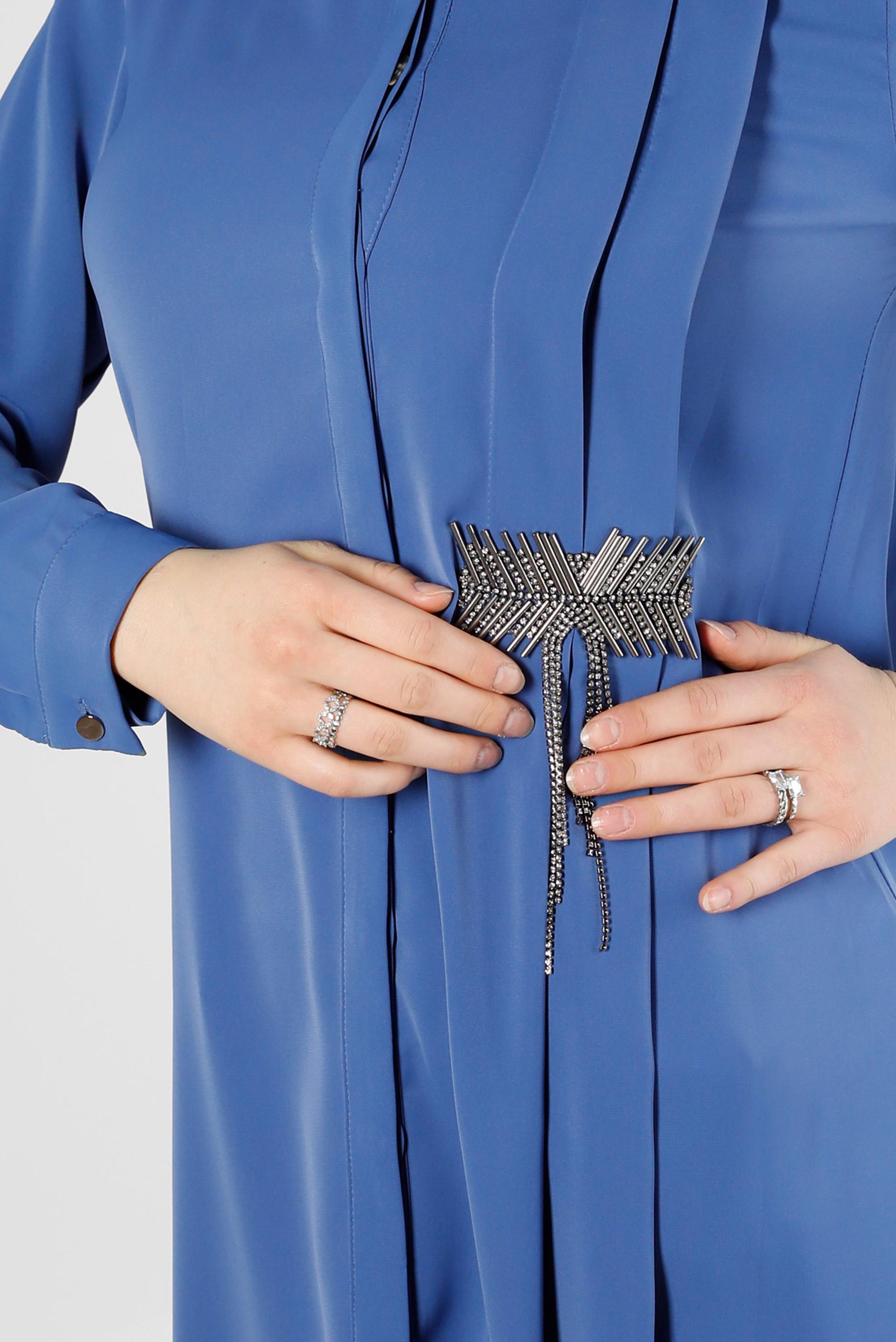 Tesettür giyim LACİVERT TAŞ İŞLEME DETAYLI TUNİK 43528