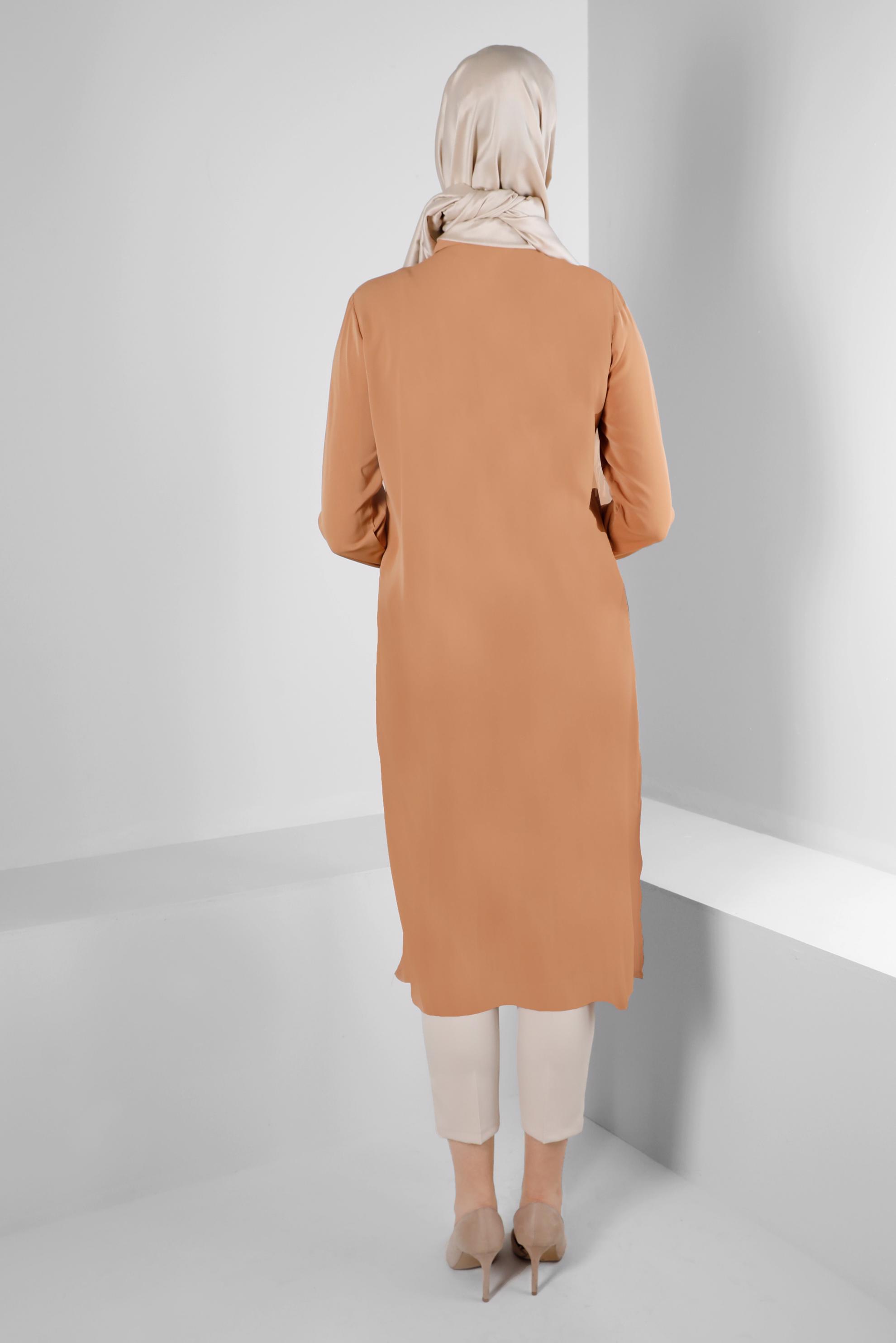 Tesettür giyim KAHVE TAŞ İŞLEME DETAYLI TUNİK 43528