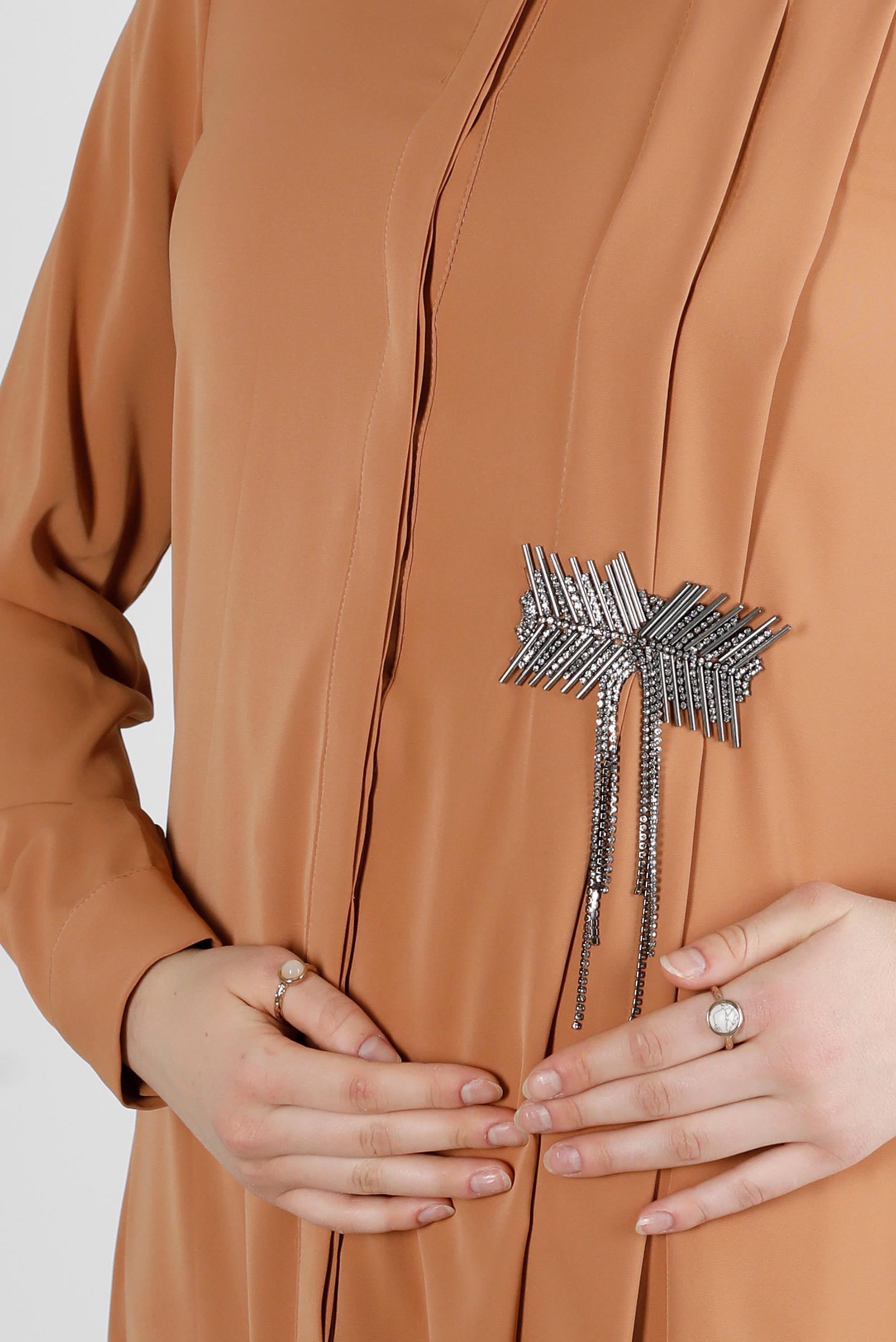 Tesettür giyim KAHVE TAŞ İŞLEME DETAYLI TUNİK 43528