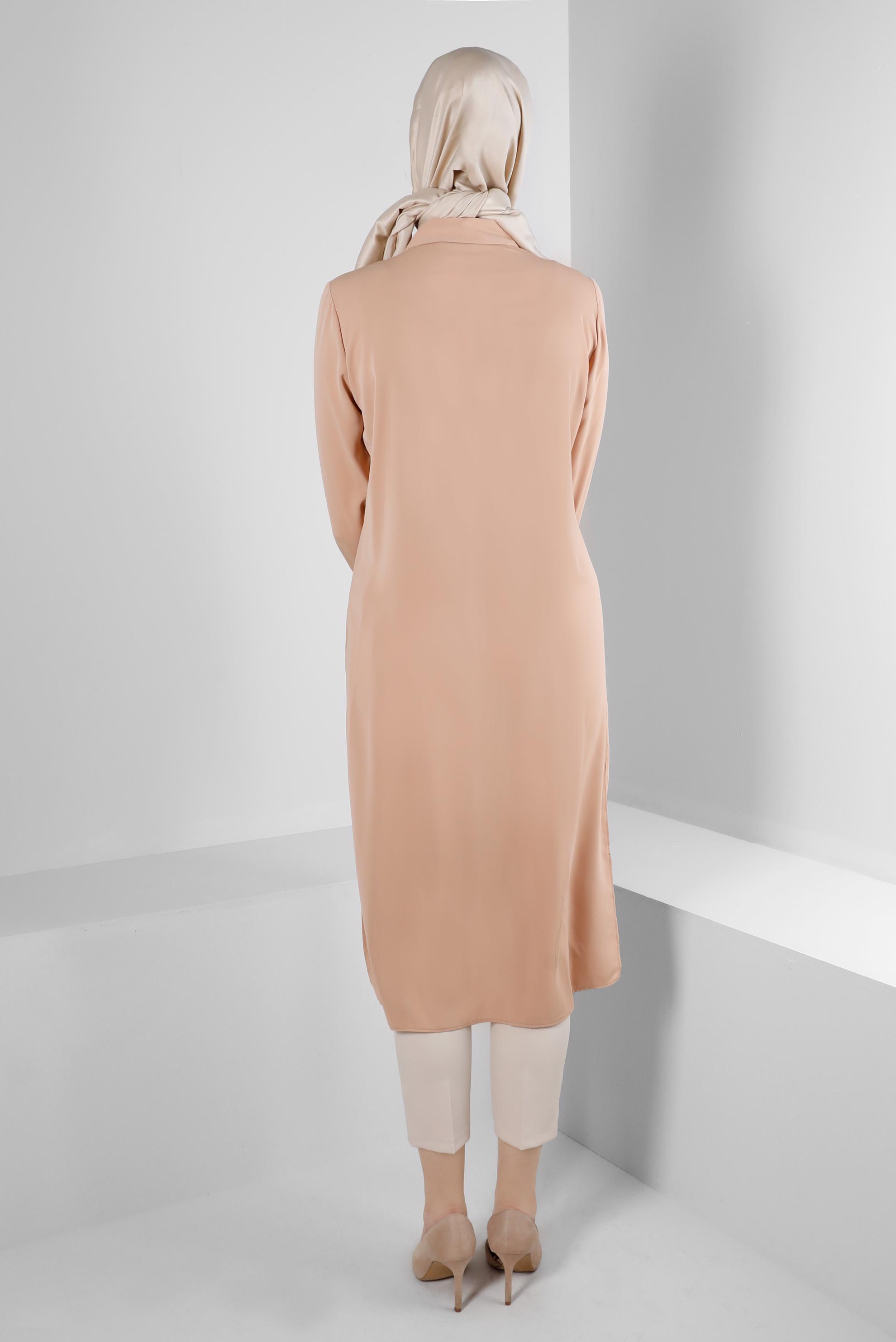 Tesettür giyim BEJ TAŞ İŞLEME DETAYLI TUNİK 43528