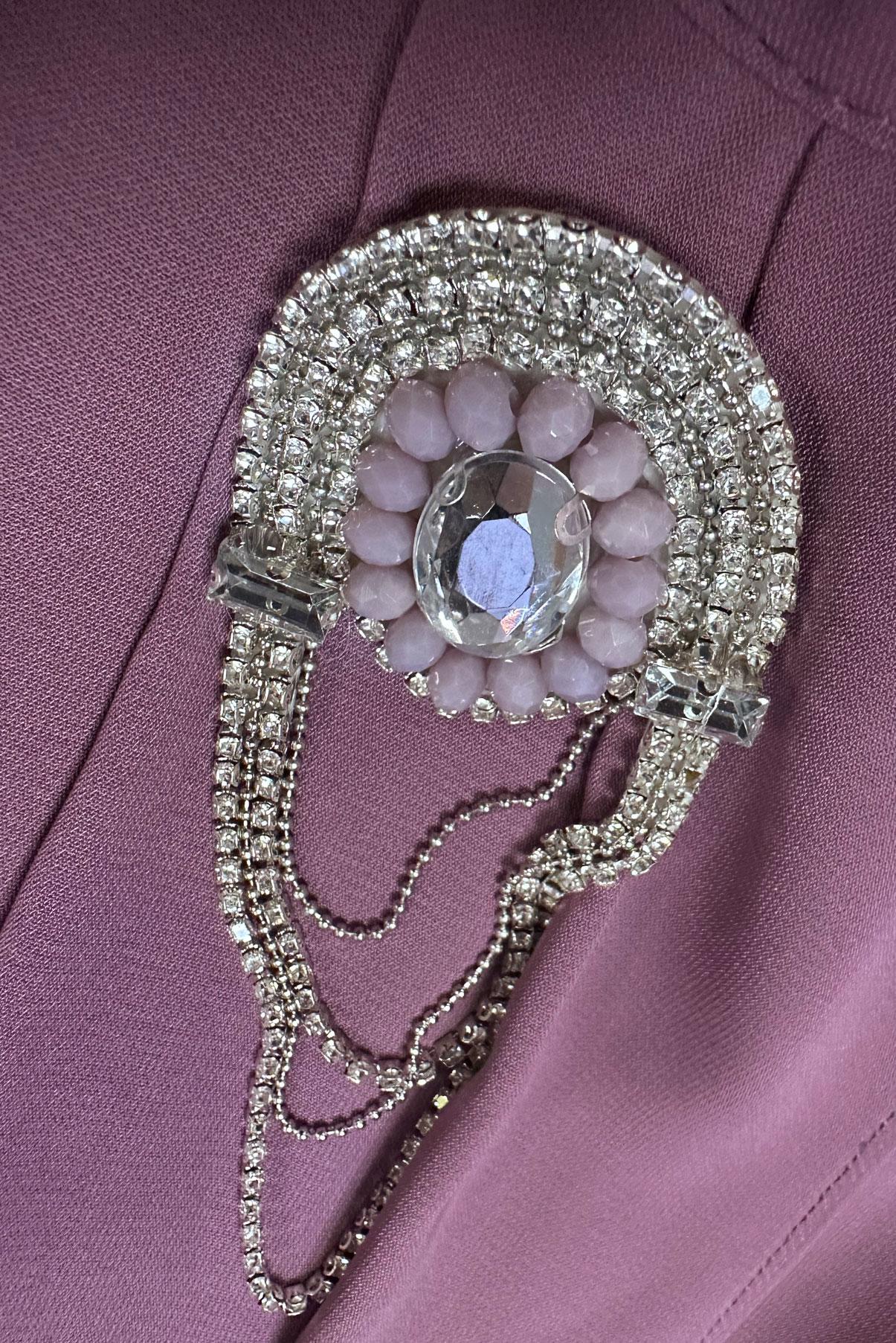 Tesettür giyim MOR AKSESUARLI FIRFIR DETAYLI TUNİK 43539