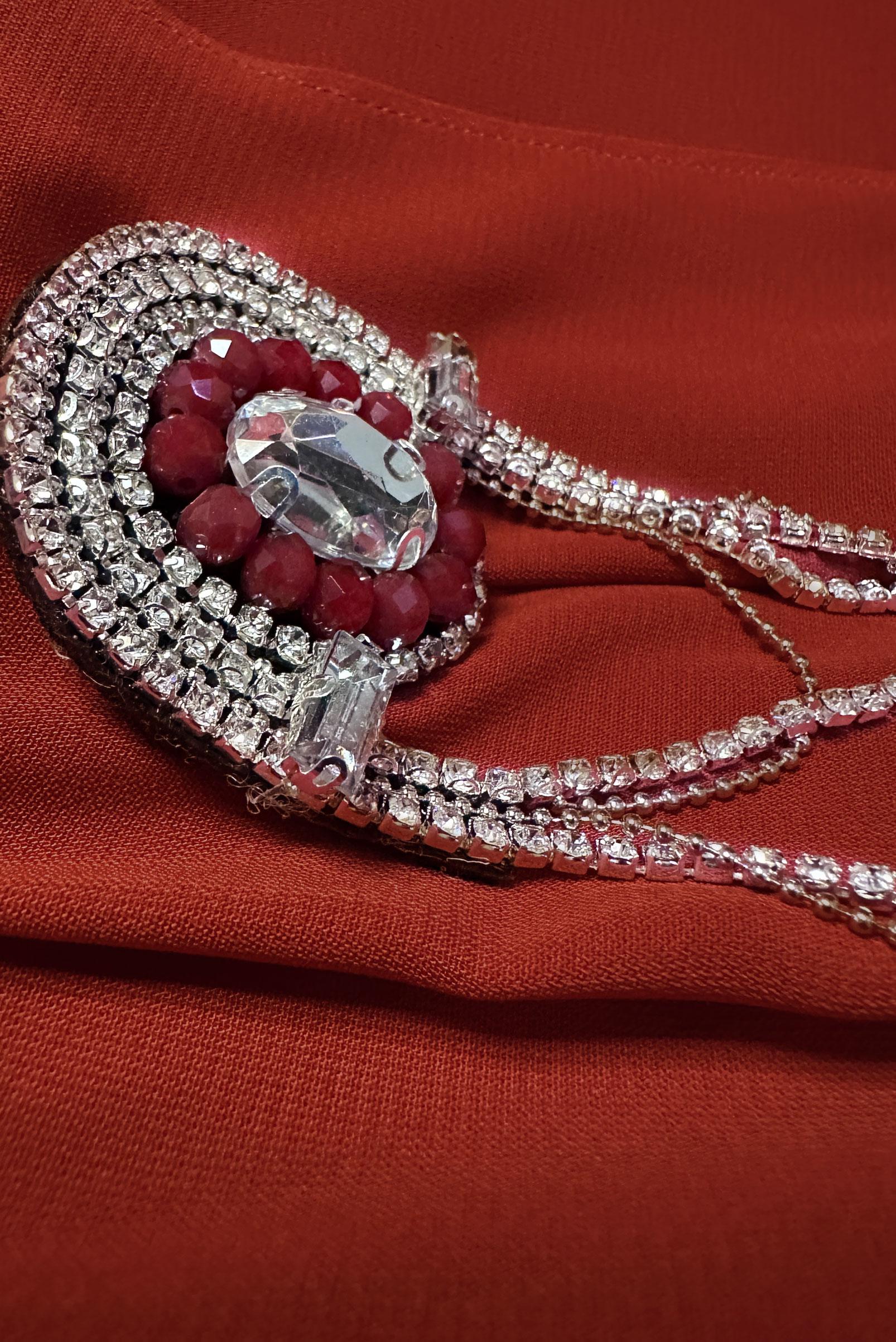 Tesettür giyim TURUNCU AKSESUARLI FIRFIR DETAYLI TUNİK 43539