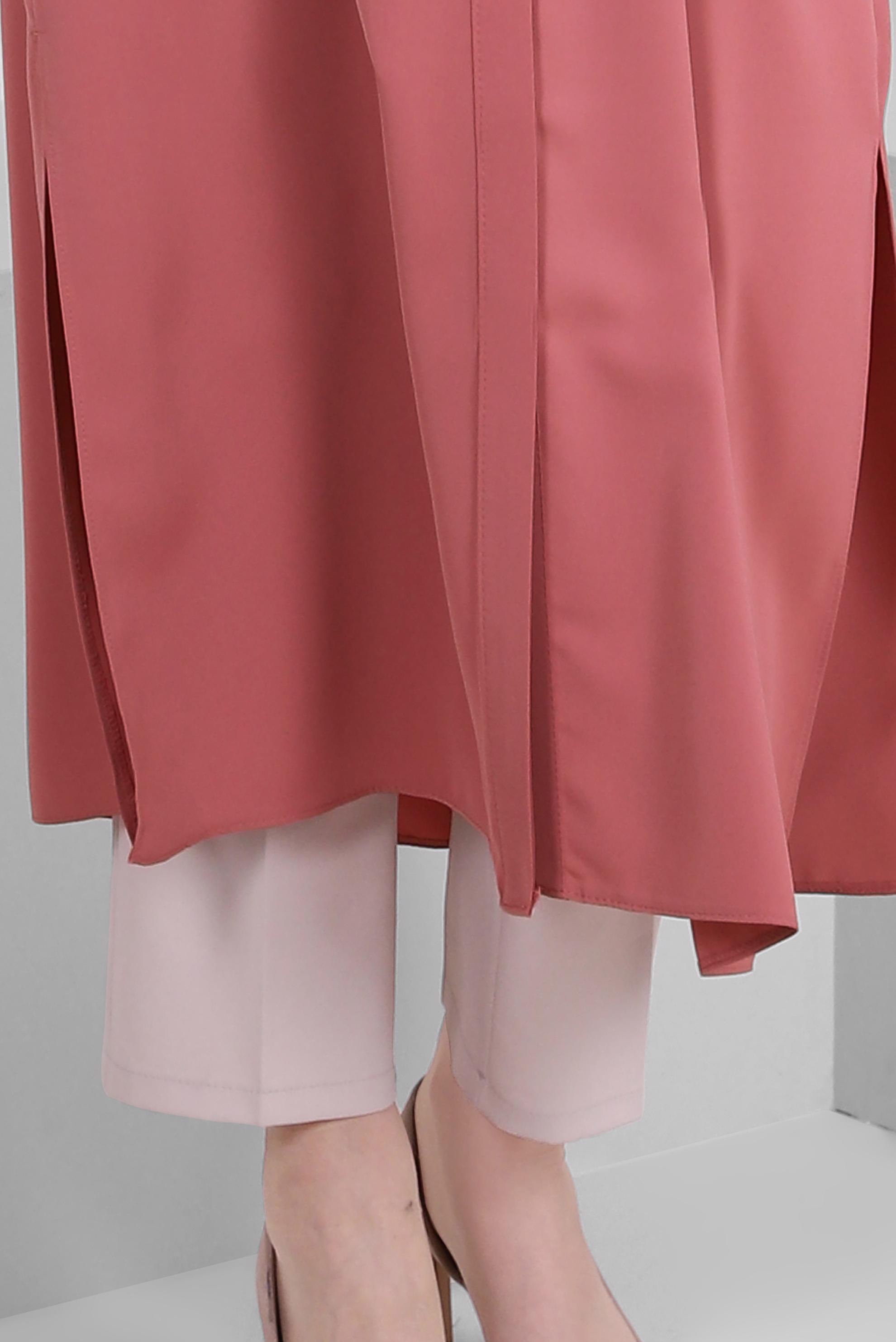 Tesettür giyim PEMBE TAŞ BASKILI GİZLİ DÜĞMELİ UZUN TUNİK 43548