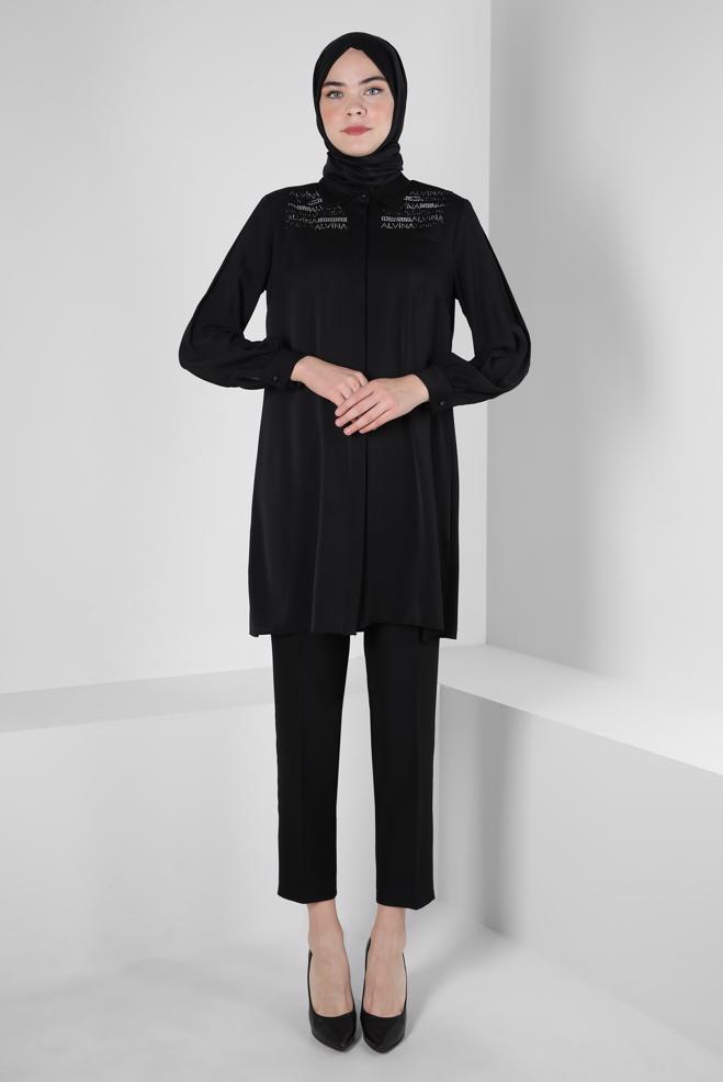 Tesettür giyim  TAŞ BASKILI TUNİK 43567 - ALVİNA