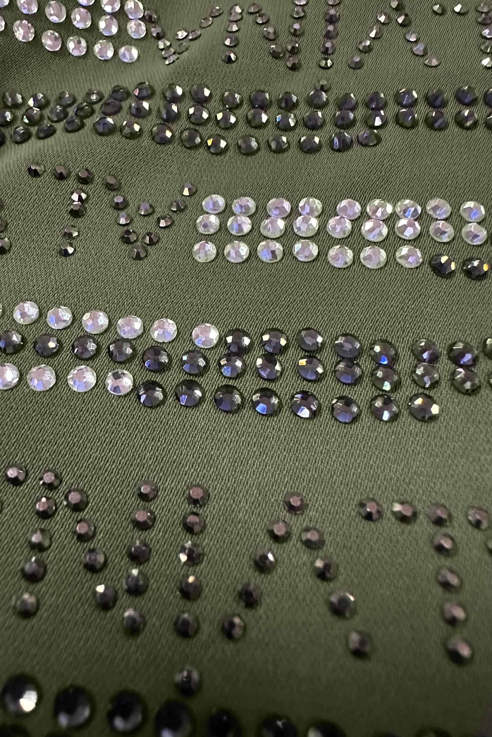 Vêtements hijab KAKI TUNIQUE AVEC GEMME BRODÉE 43567