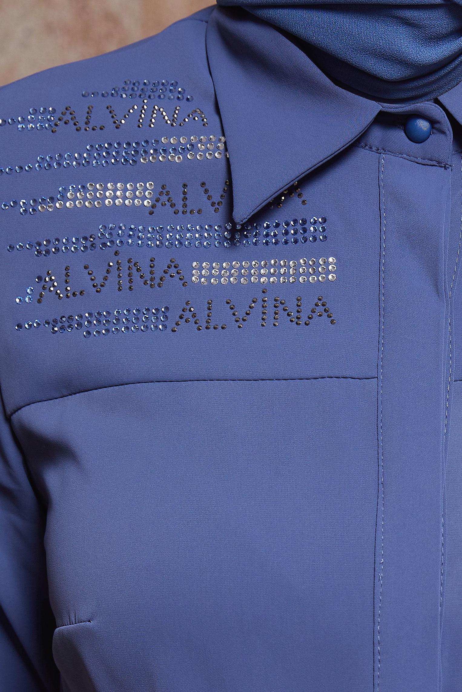 Tesettür giyim LACİVERT TAŞ BASKILI TUNİK 43567