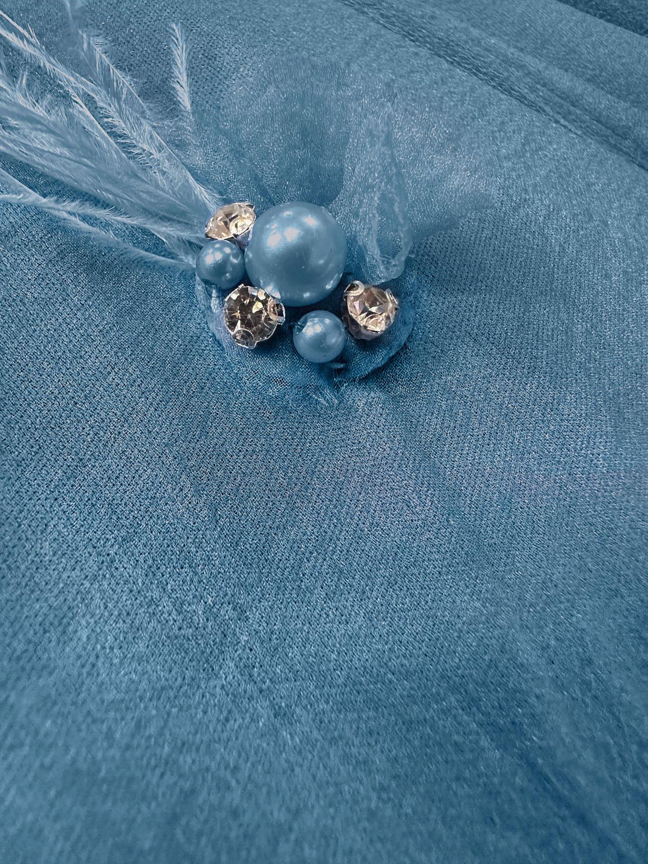 Tesettür giyim LACİVERT YAKASI BAĞLAMALI AKSESUAR DETAYLI TUNİK 43577	