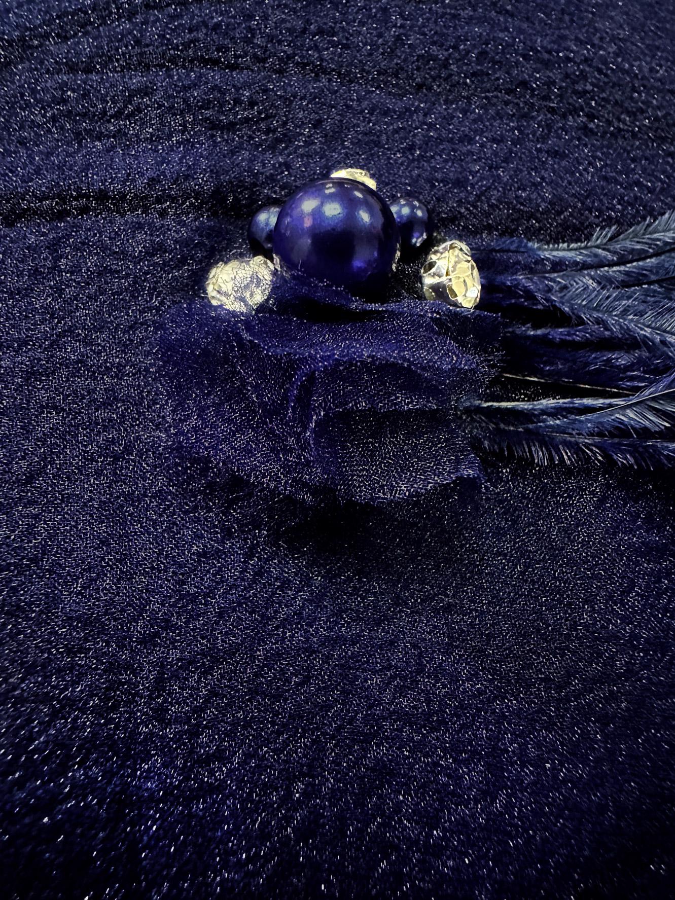 Tesettür giyim LACİVERT YAKASI BAĞLAMALI AKSESUAR DETAYLI TUNİK 43577	