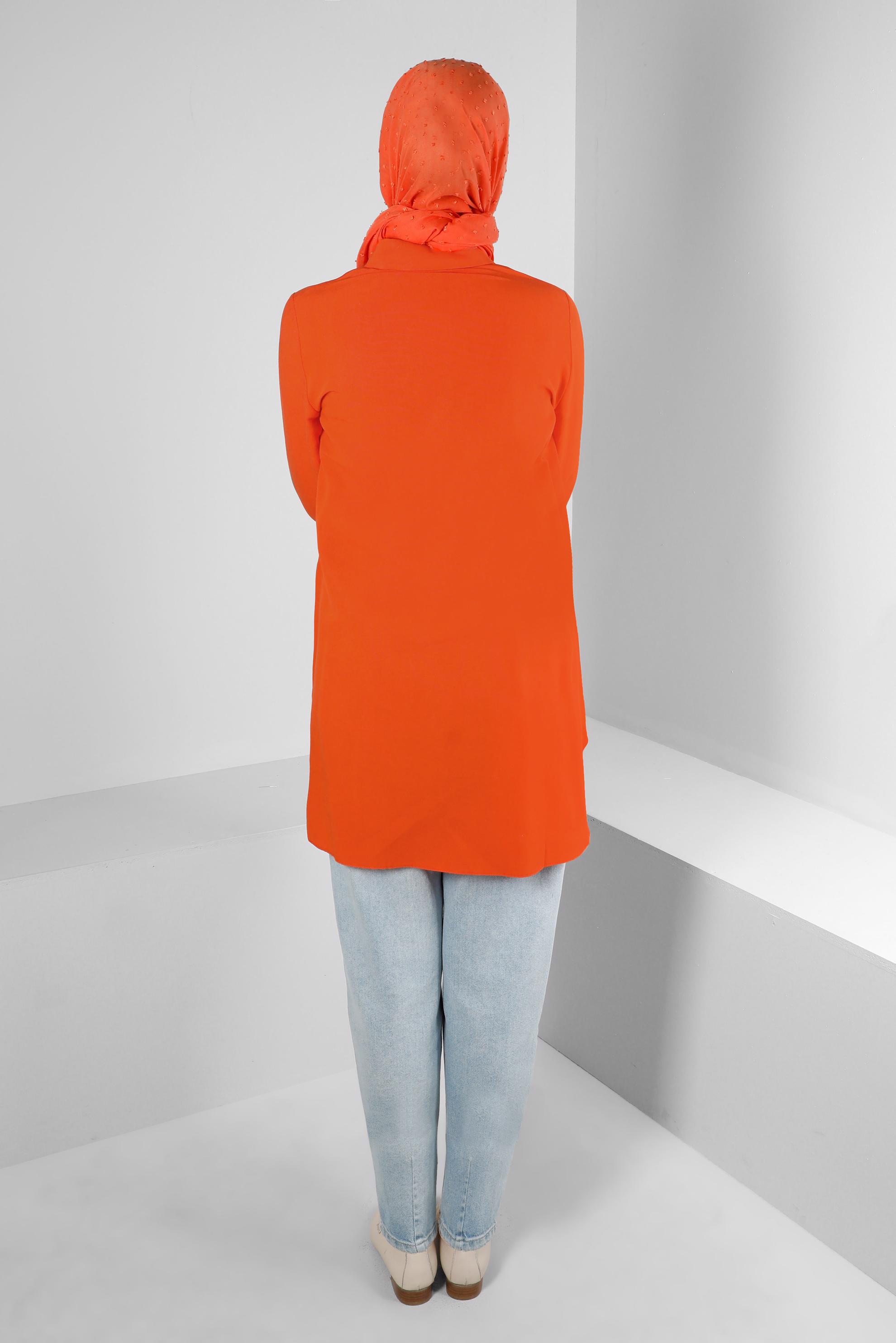 Tesettür giyim TURUNCU DİKİŞ DETAYLI GÖMLEK TUNİK 43605