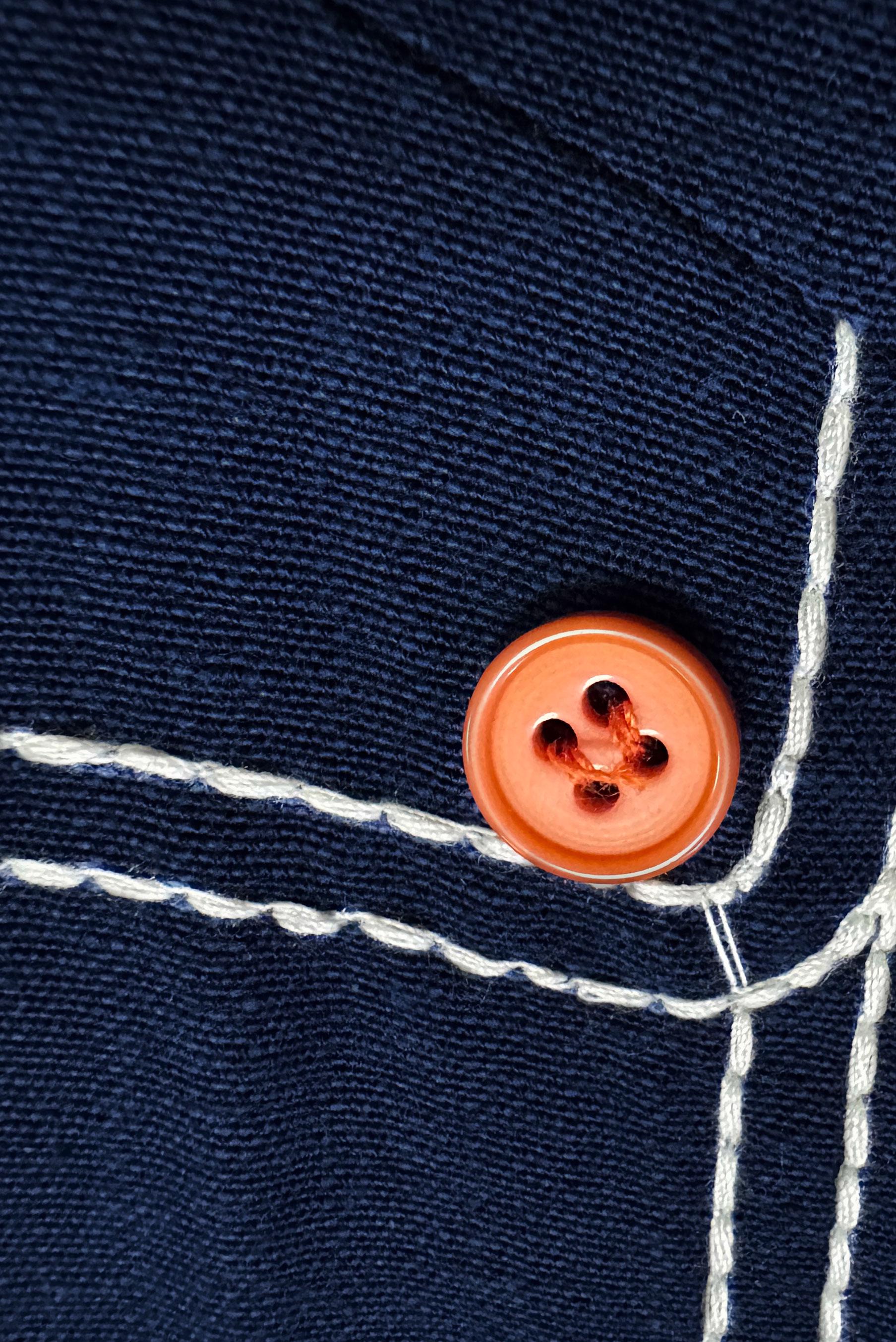 Tesettür giyim LACİVERT DİKİŞ DETAYLI DÜĞMELİ KETEN TUNİK 43606