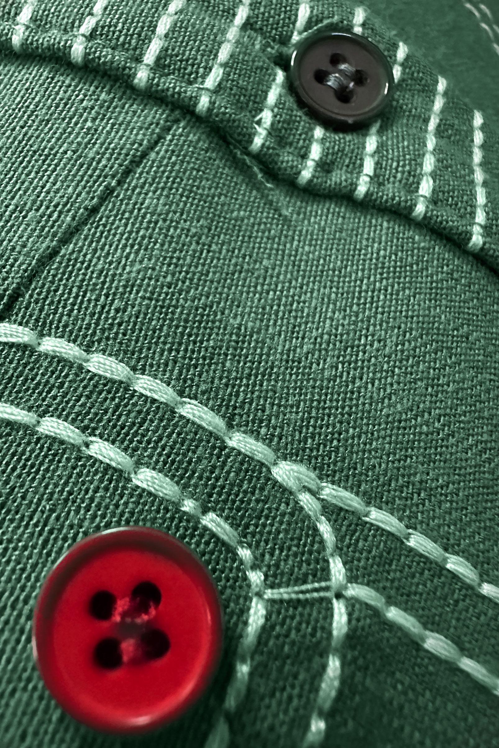 Tesettür giyim YEŞİL DİKİŞ DETAYLI DÜĞMELİ KETEN TUNİK 43606