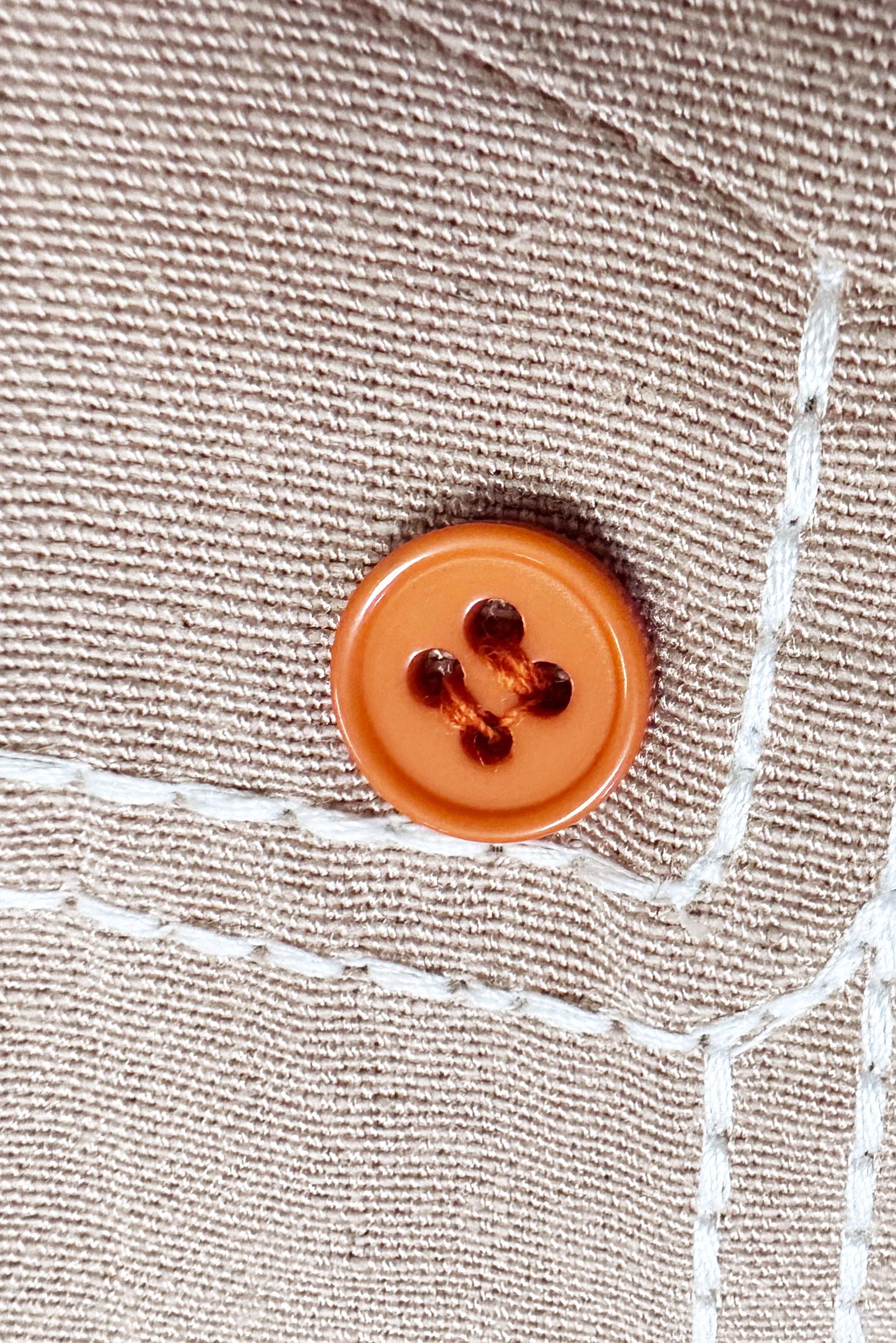 Tesettür giyim KAHVE DİKİŞ DETAYLI DÜĞMELİ KETEN TUNİK 43606