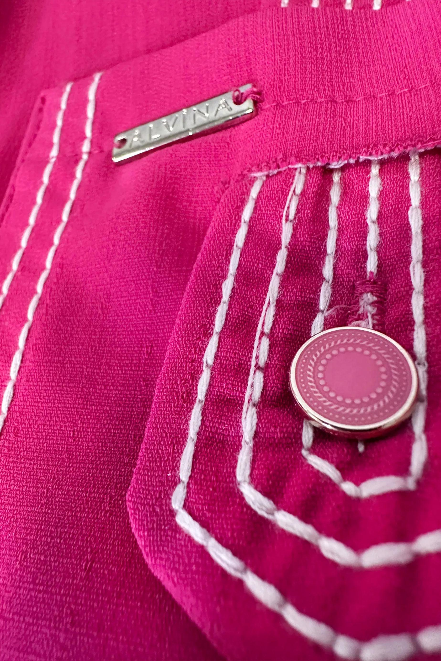 Tesettür giyim FUŞYA DİKİŞ DETAYLI DÜĞMELİ UZUN TUNİK 43607