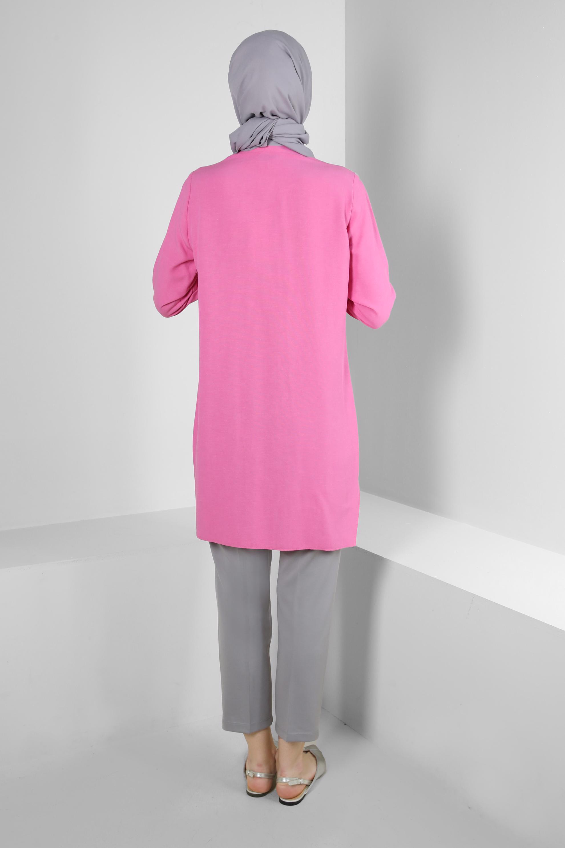 Tesettür giyim FUŞYA DİKİŞ DETAYLI GÖMLEK TUNİK 43608