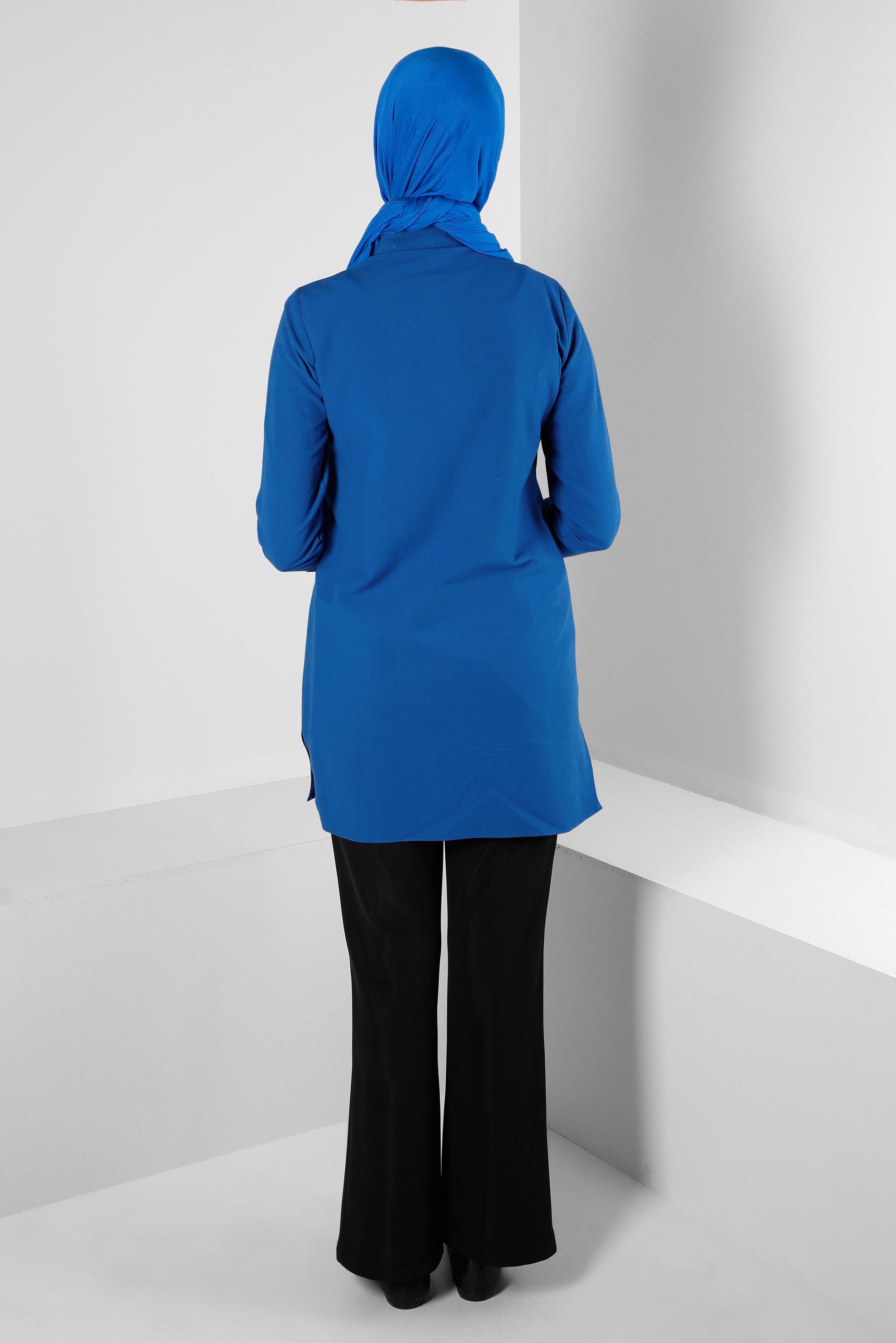 Tesettür giyim LACİVERT DİKİŞ DETAYLI GÖMLEK TUNİK 43608