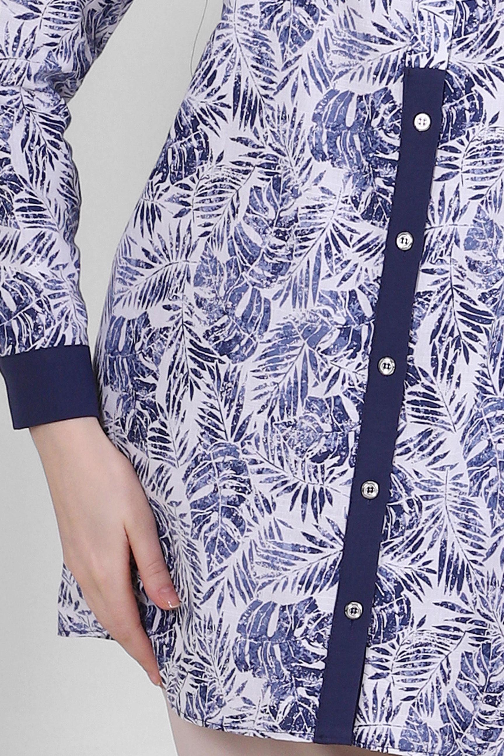 Tesettür giyim LACİVERT YAPRAK DESENLİ GÖMLEK TUNİK 43609