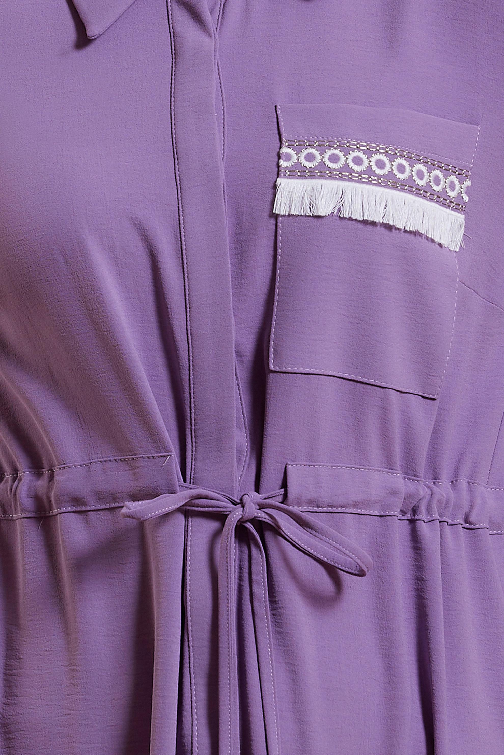 Tesettür giyim MOR İŞLEMELİ PÜSKÜL DETAYLI TUNİK 43625