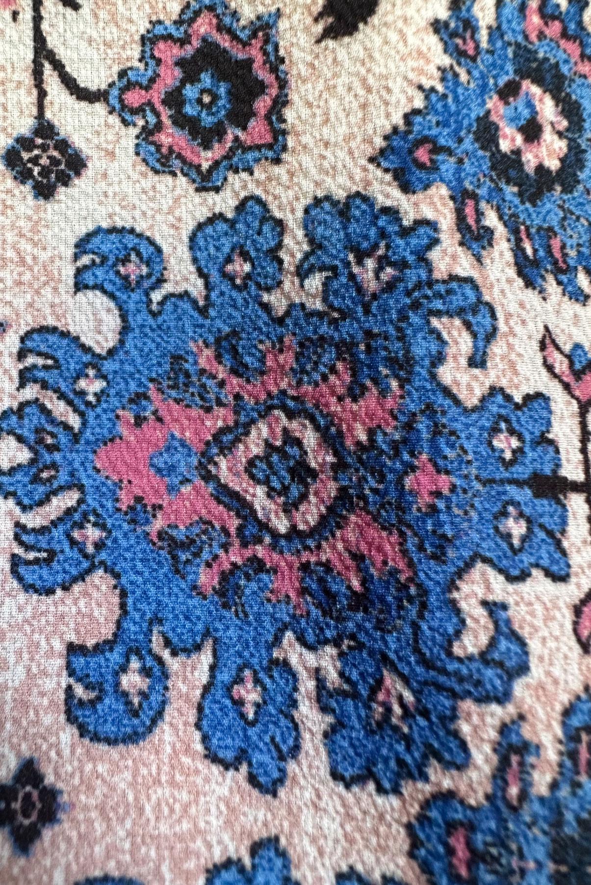 Tesettür giyim YEŞİL ETNİK DESENLİ DÜĞMELİ UZUN TUNİK 43639