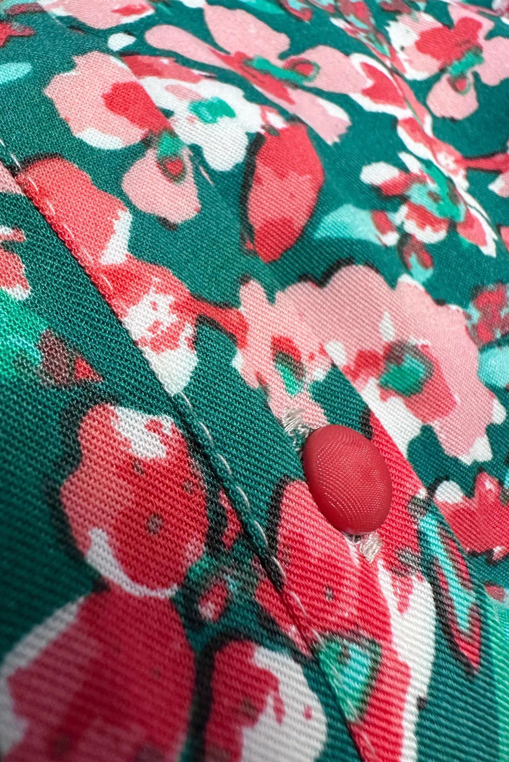 Tesettür giyim YEŞİL ÇİÇEK DESENLİ GÖMLEK TUNİK 43643 