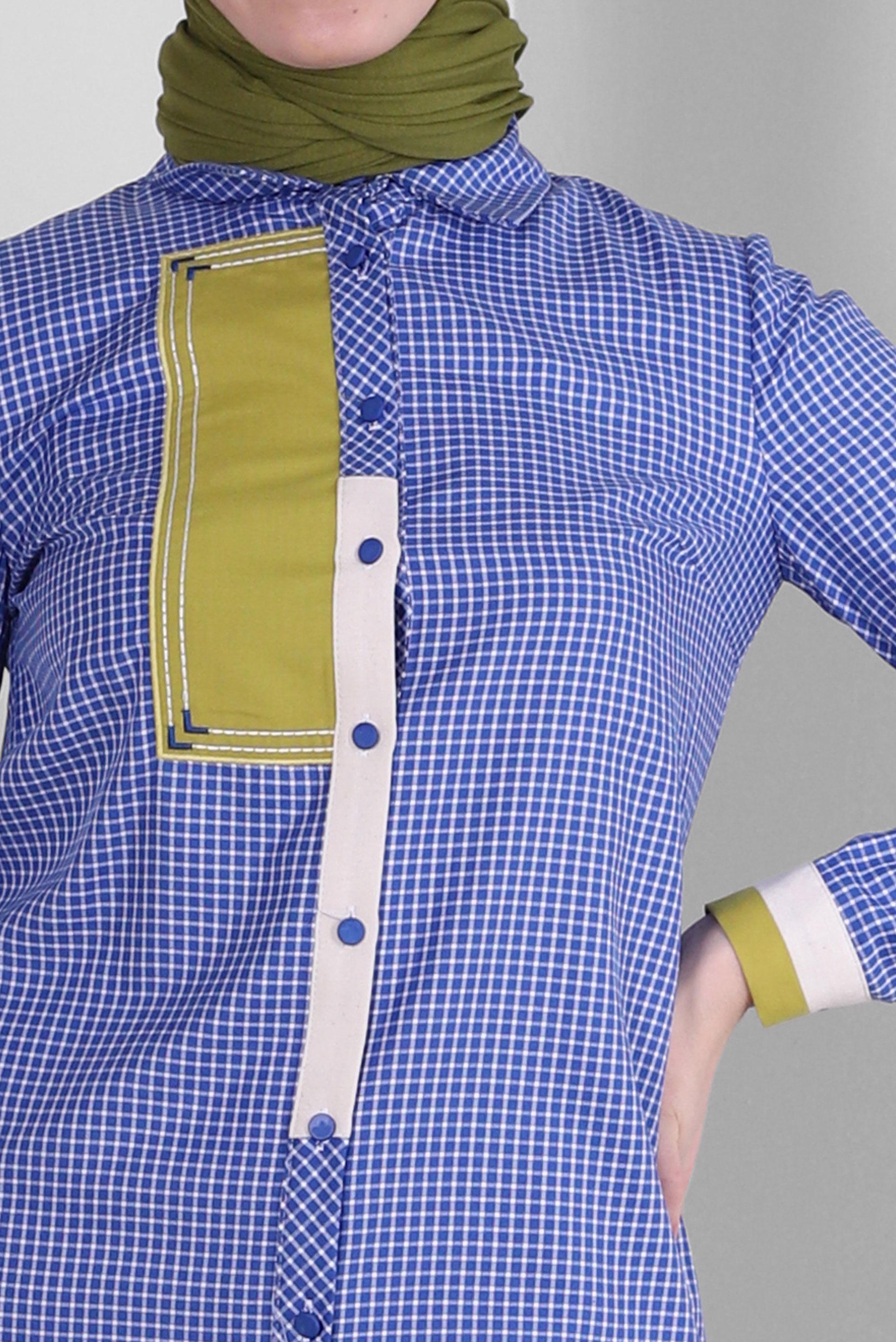 Tesettür giyim LACİVERT PÖTİKARE DESENLİ GÖMLEK TUNİK 43645