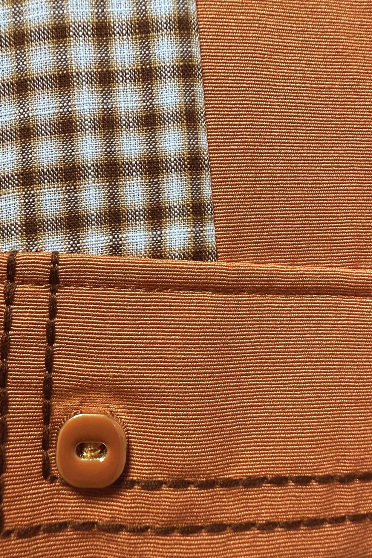 Tesettür giyim TURUNCU EKOSE CEP DETAYLI GÖMLEK TUNİK 43646