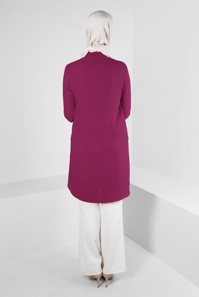 Hijab clothing FUCHSIA CHAIN DETAIL BUTTONED TUNIC 43668 - ALVİNA