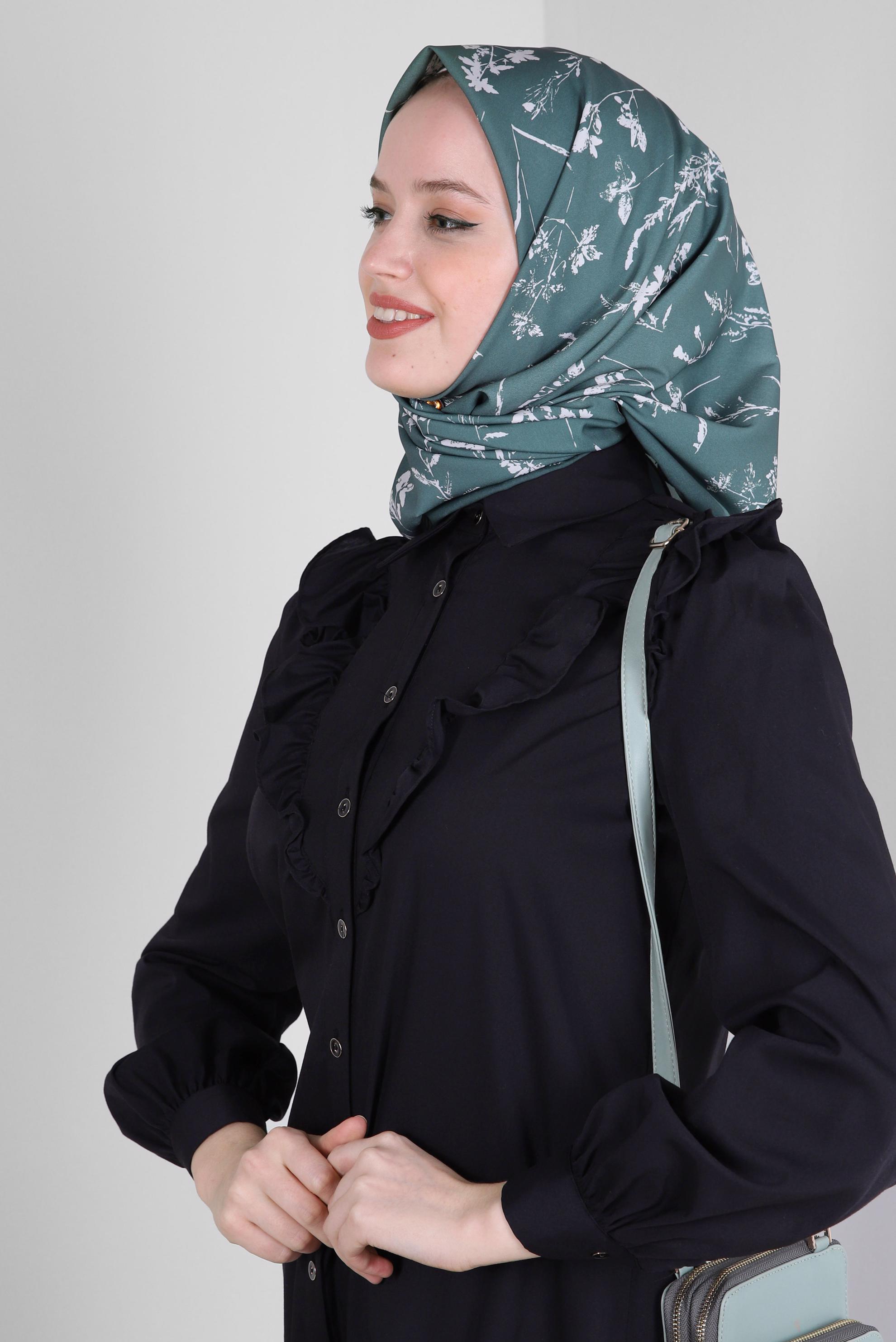 Tesettür giyim SİYAH FIRFIR DETAYLI GÖMLEK TUNİK 43680