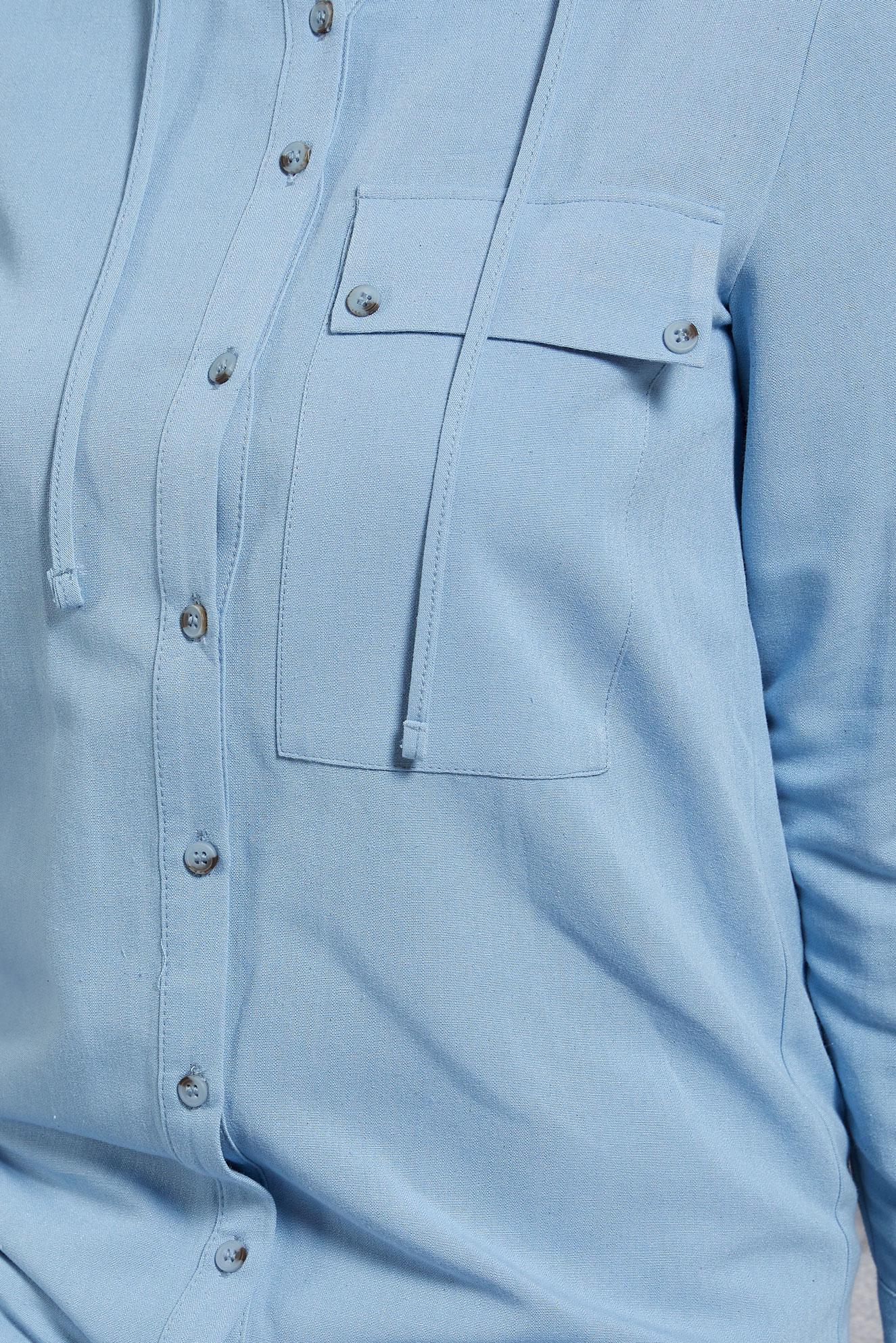 Tesettür giyim MAVİ KAPÜŞONLU KETEN TUNİK 43715