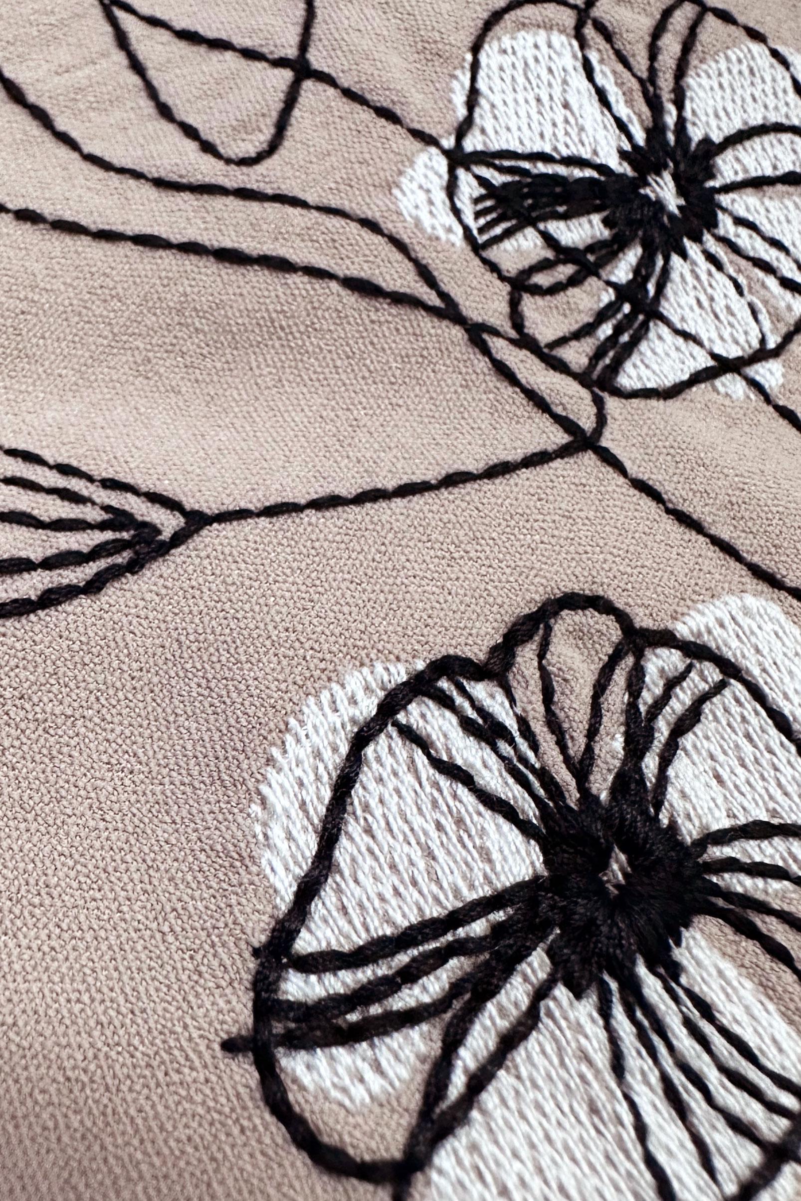 Tesettür giyim KUM ÇİÇEK NAKIŞLI DÜĞMELİ KEMERLİ UZUN TUNİK 43732