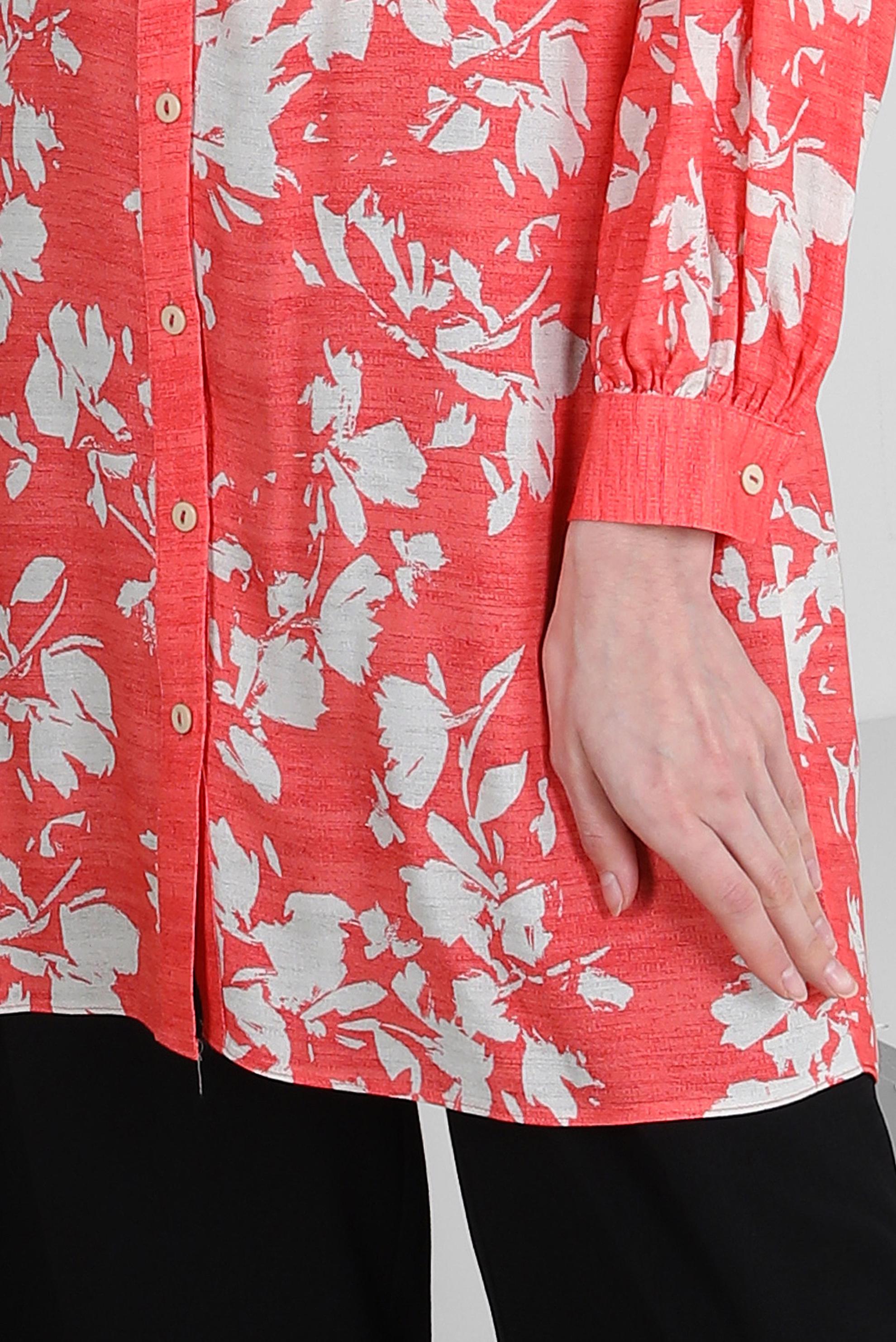 Tesettür giyim MERCAN DESENLİ BAĞLAMA DETAYLI GÖMLEK TUNİK 43733