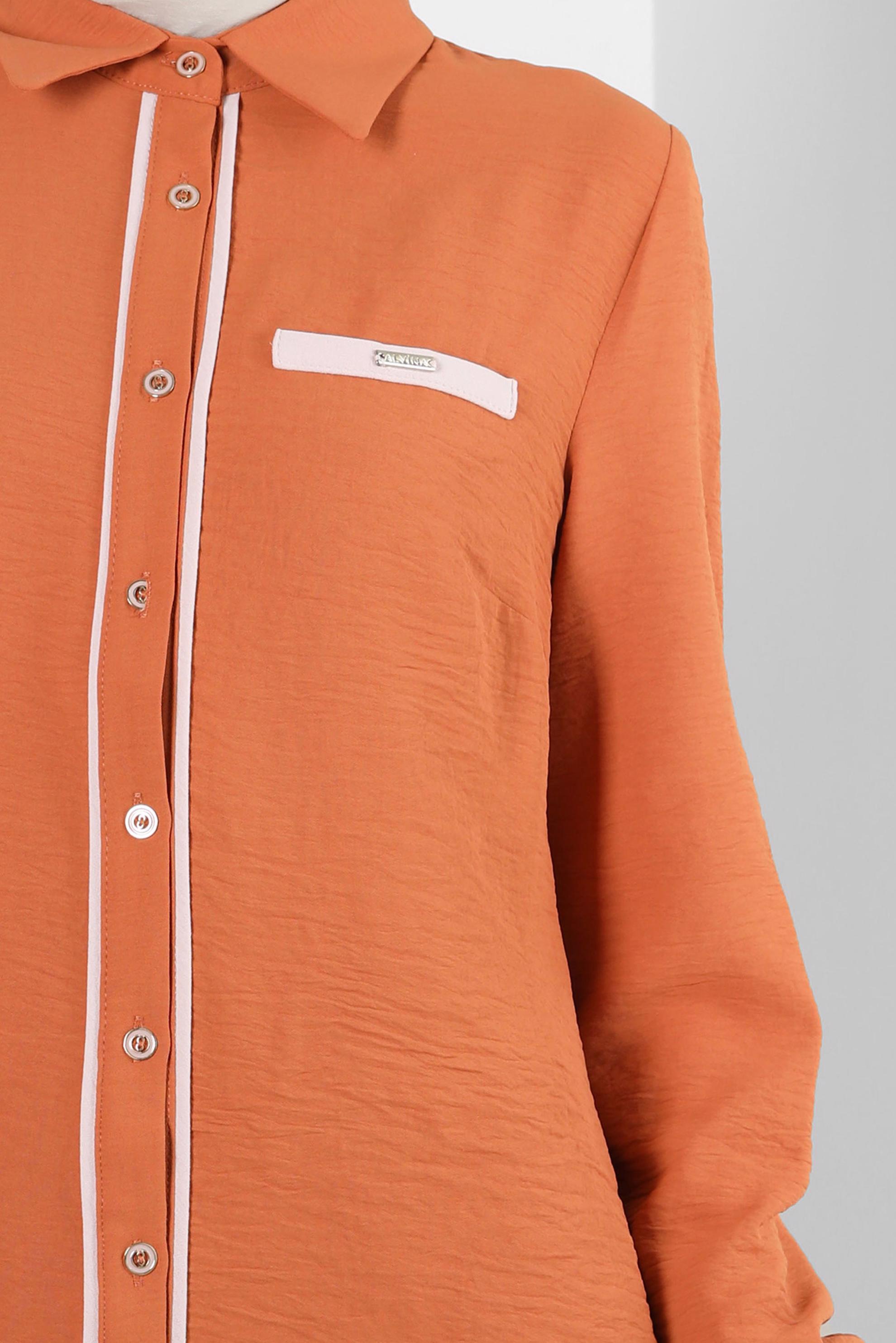 Tesettür giyim TURUNCU GÖMLEK YAKA DÜĞMELİ TUNİK 43734