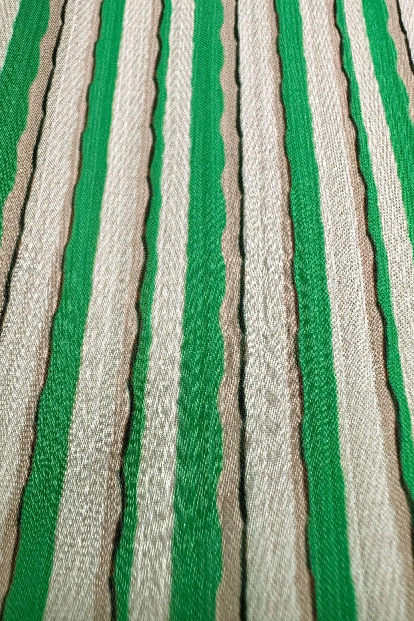 Tesettür giyim YEŞİL ÇİZGİLİ KURDELE DETAYLI TUNİK 43737