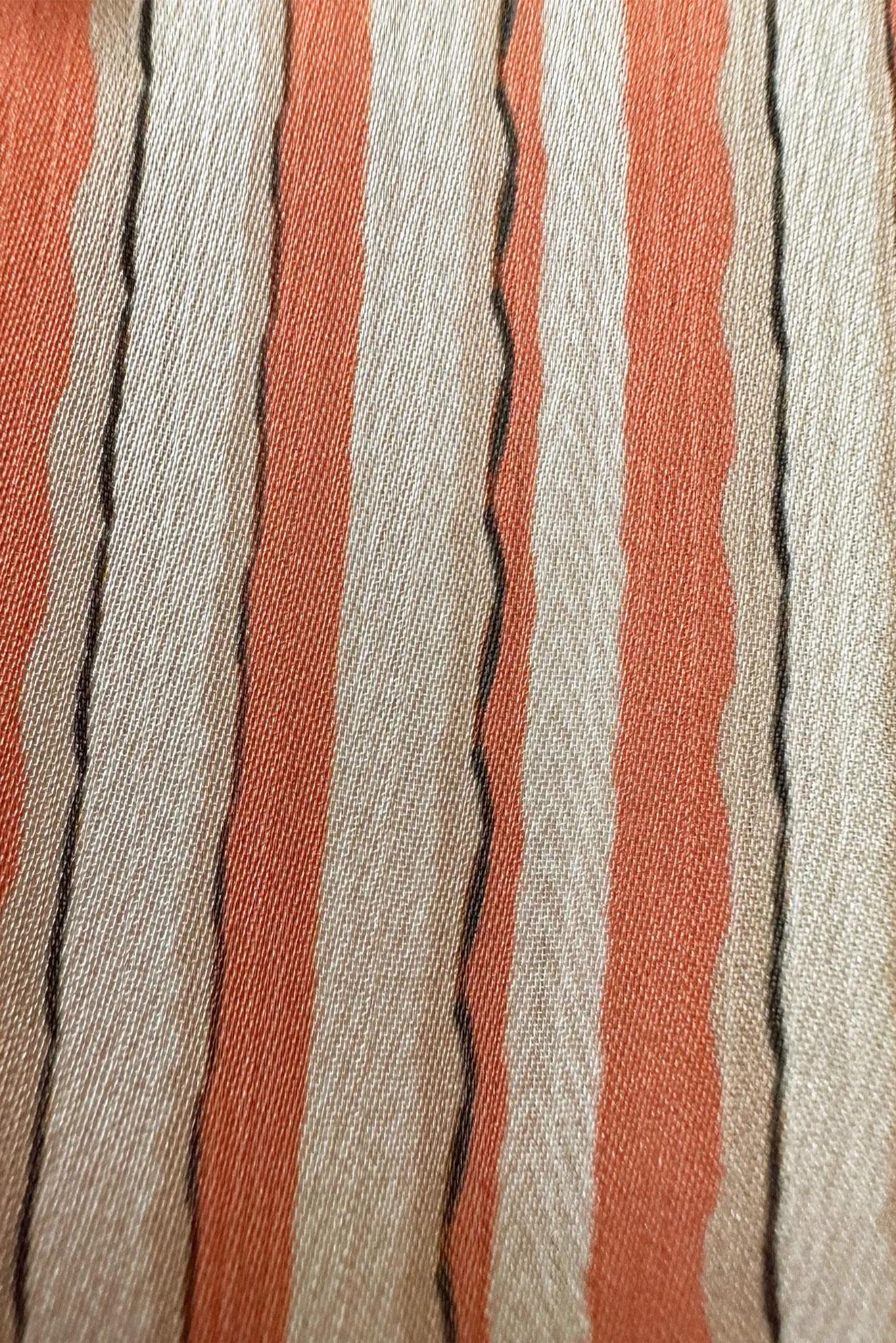 Tesettür giyim TURUNCU ÇİZGİLİ KURDELE DETAYLI TUNİK 43737