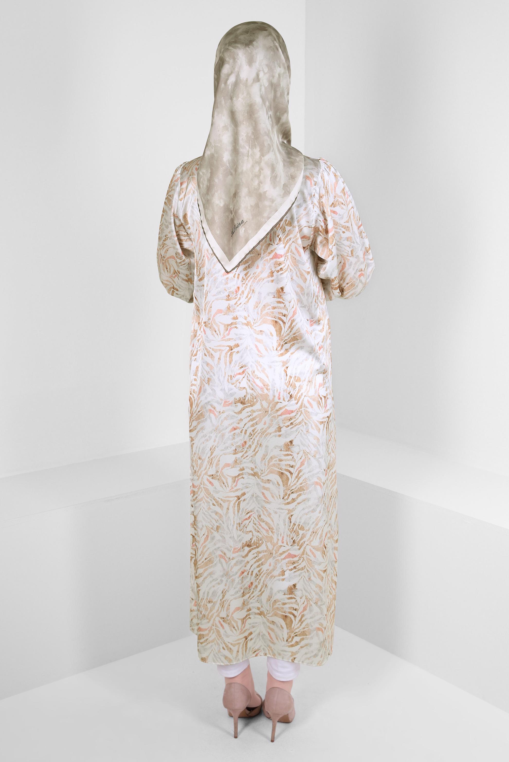 Tesettür giyim TABA DESENLİ SATEN UZUN TUNİK 43760