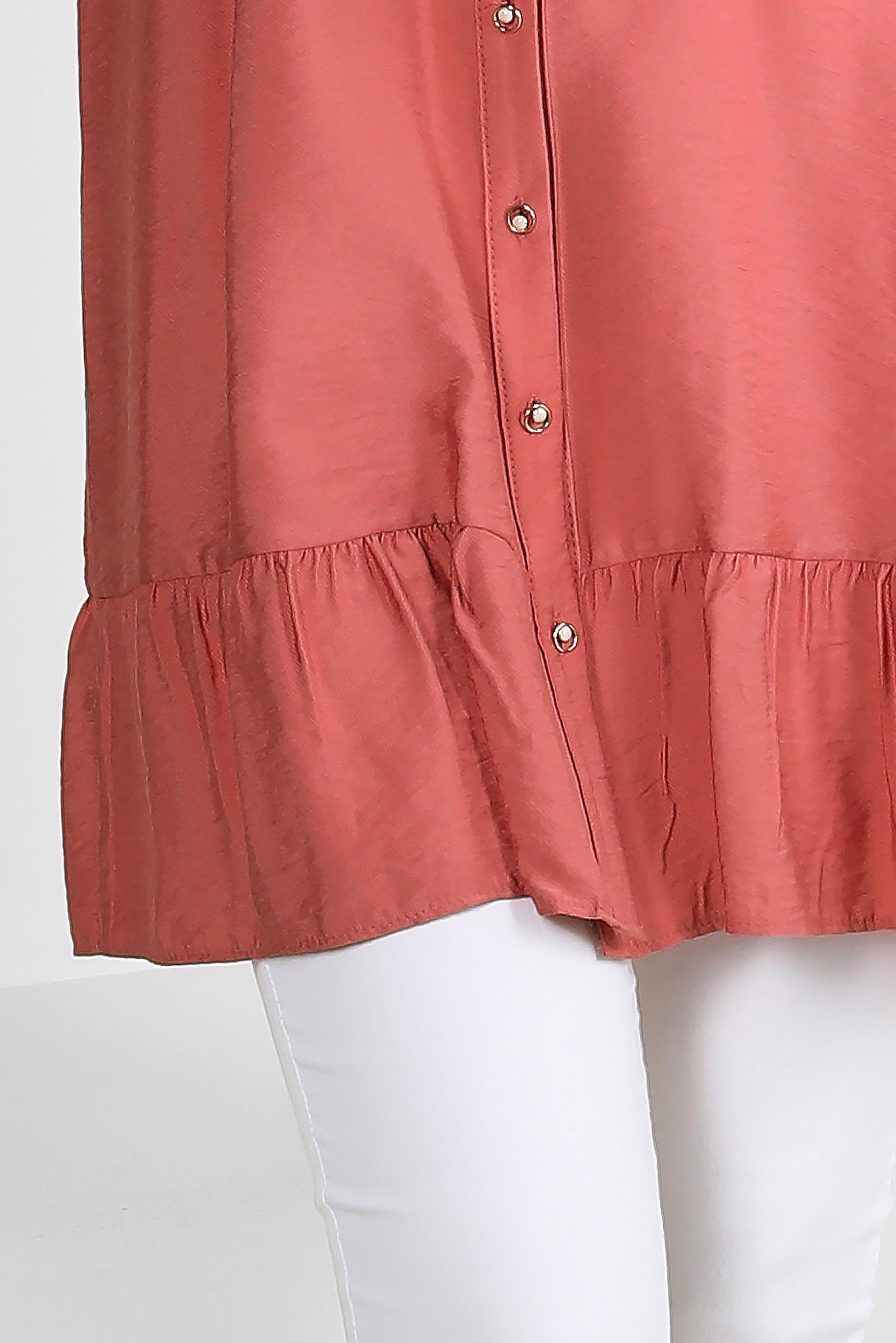 Tesettür giyim PUDRA ETEK UCU VOLANLI GÖMLEK TUNİK 43771