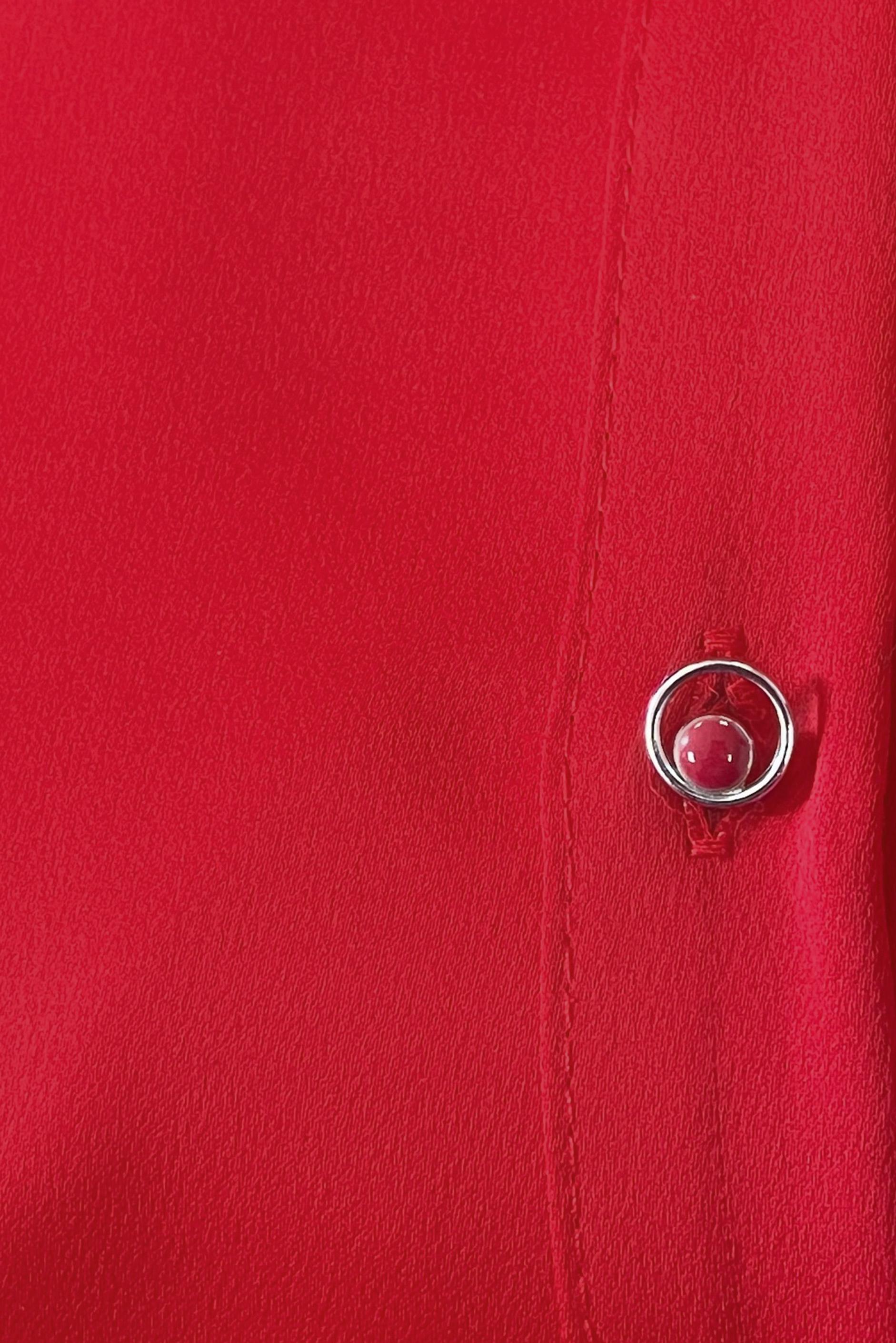 Tesettür giyim KIRMIZI KUŞAKLI VATKALI GÖMLEK TUNİK 43775