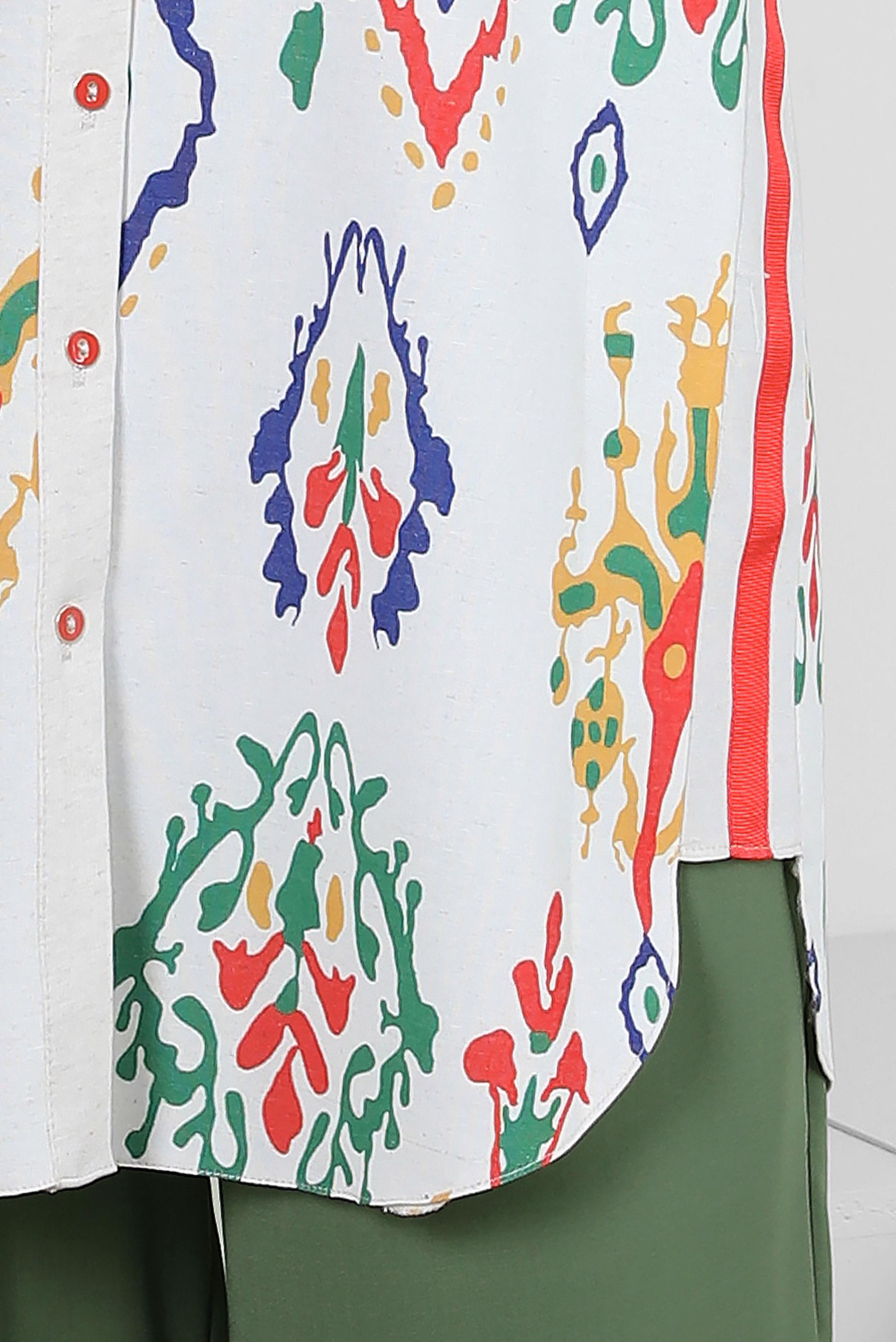 Tesettür giyim KIRMIZI ETNİK DESENLİ GÖMLEK TUNİK 43789