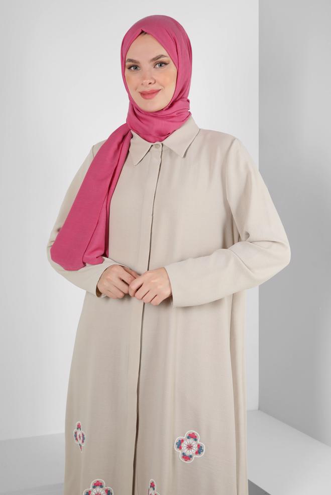 Tesettür giyim  ÇİÇEK DESENLİ GÖMLEK YAKA UZUN TUNİK 43790 - ALVİNA