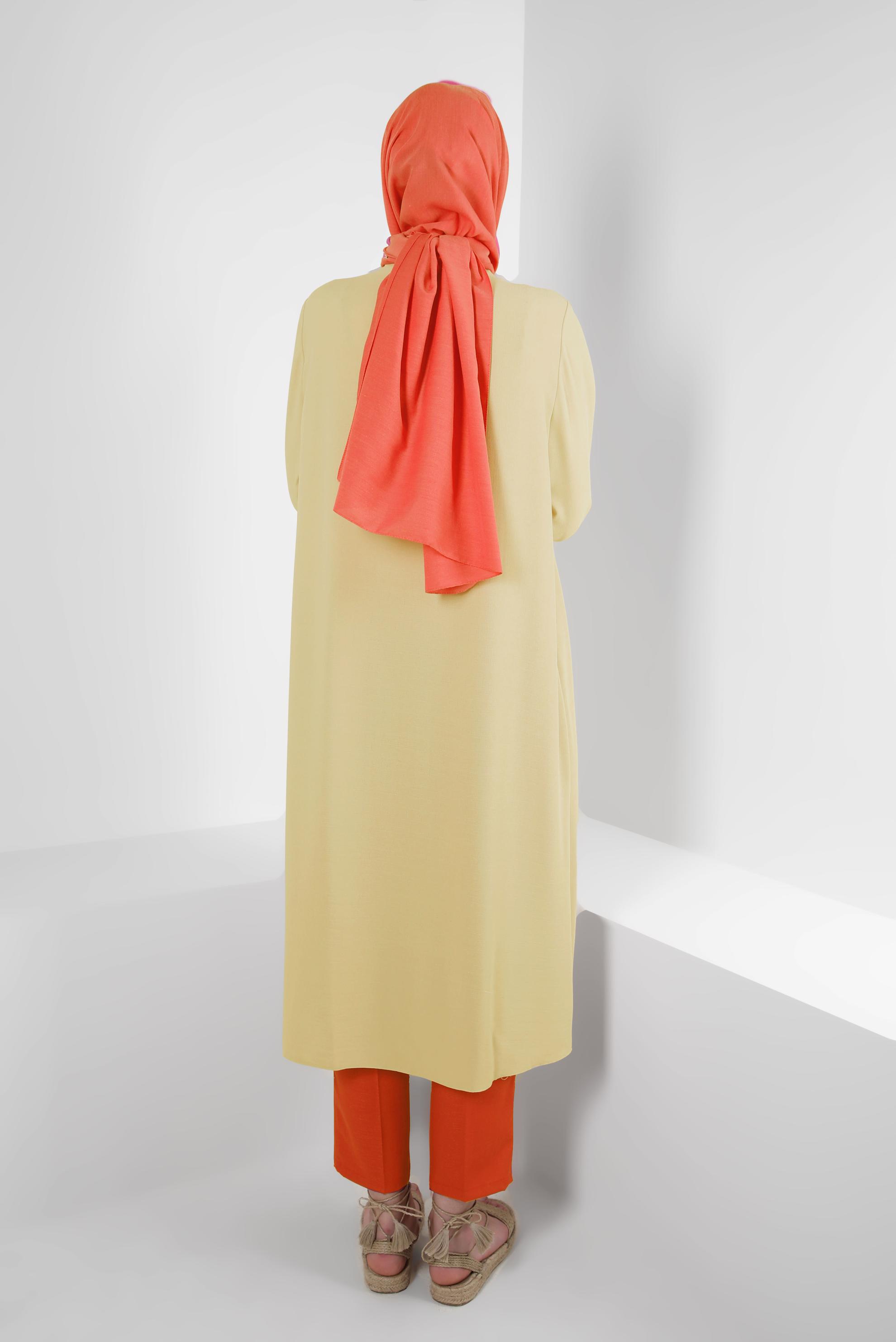Vêtements hijab SABLE TUNIQUE LONGUE MOTIF FLEURS COL CHEMISE 43790