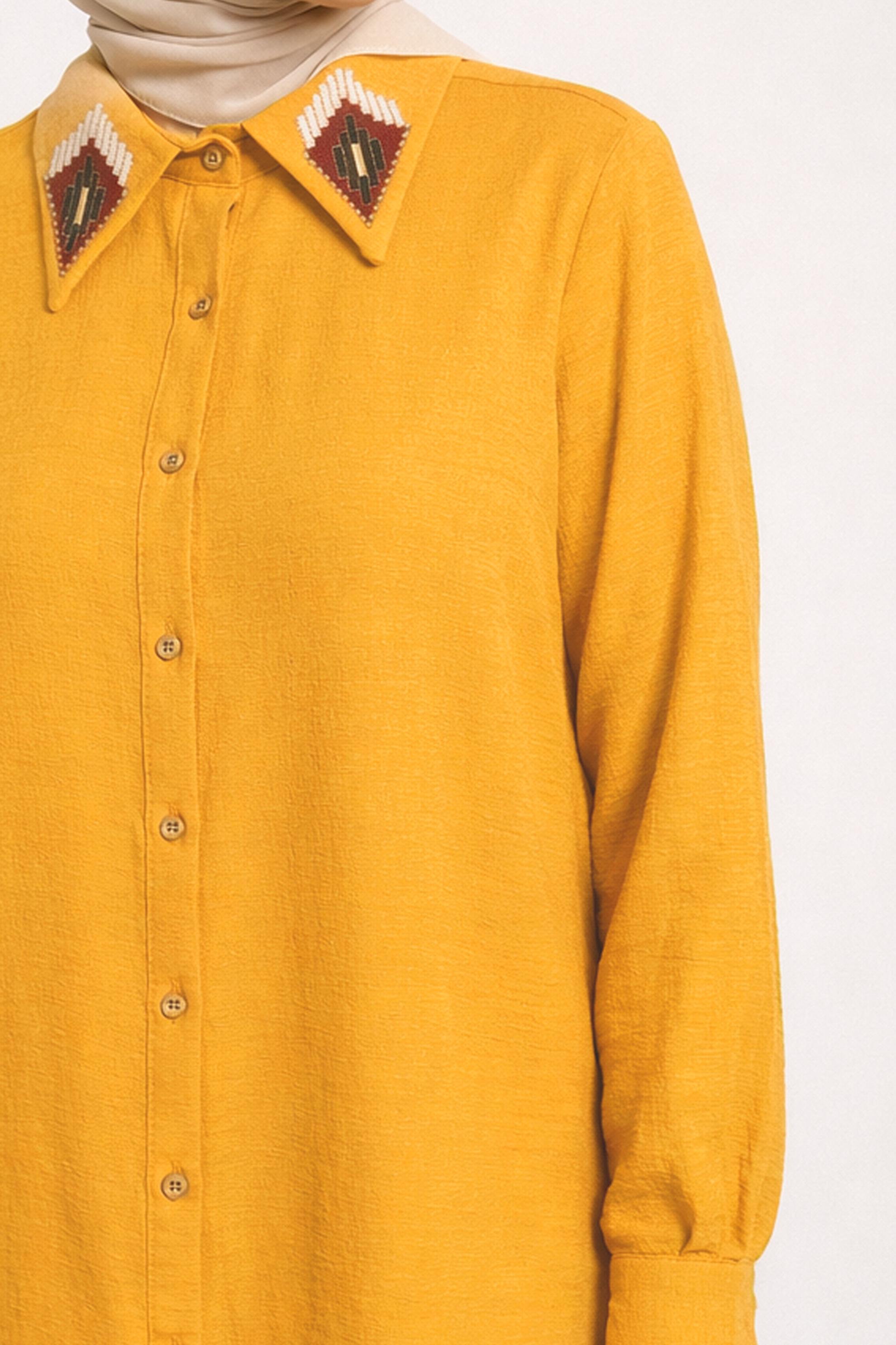 Vêtements hijab JAUNE TUNIQUE BRODÉE 43792