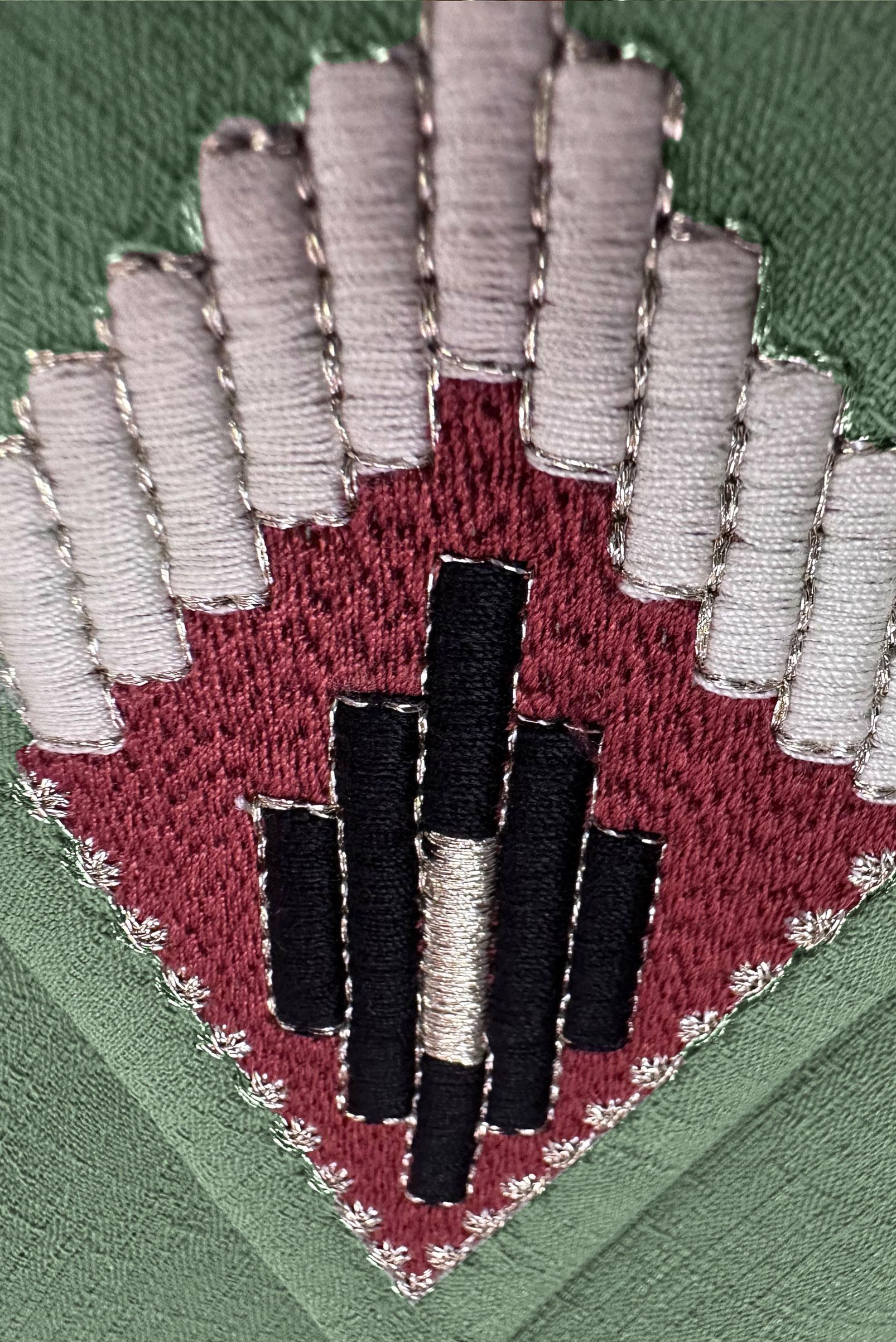 Tesettür giyim YEŞİL NAKIŞ DETAYLI DÜĞMELİ TUNİK 43792