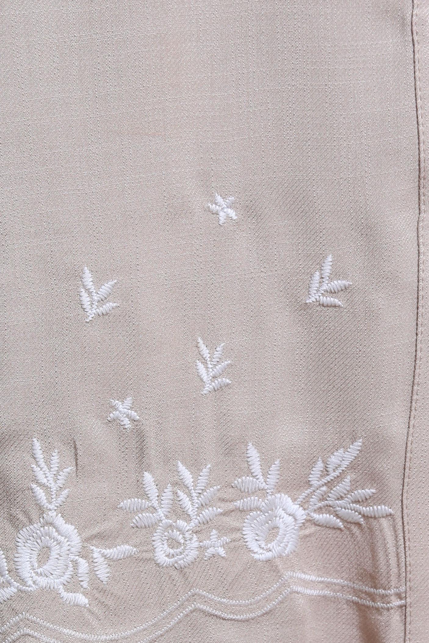 Tesettür giyim BEJ NAKIŞ DETAYLI DÜĞMELİ TUNİK 43807