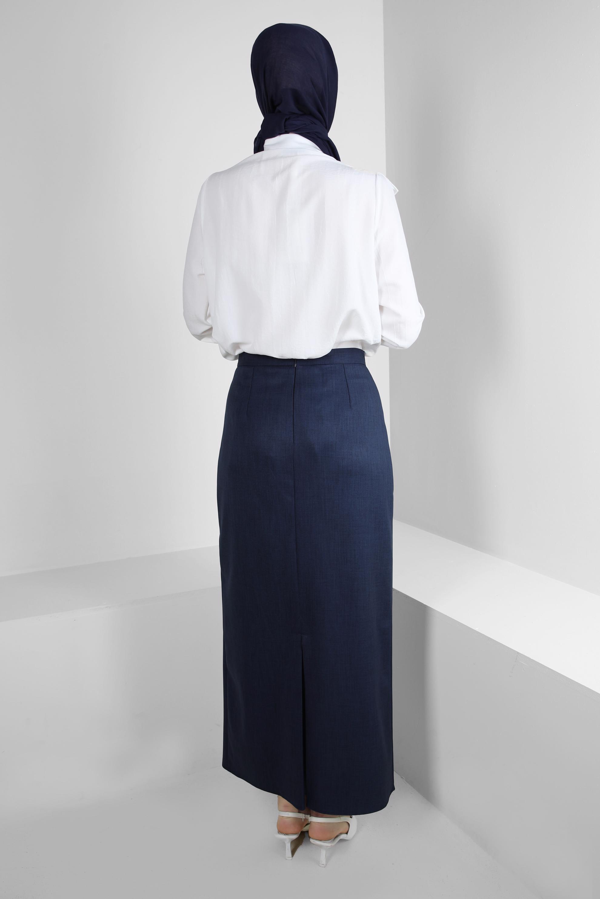 Hijab clothing WHITE SHIRT TUNIC WITH FRILL DETAIL 43812 