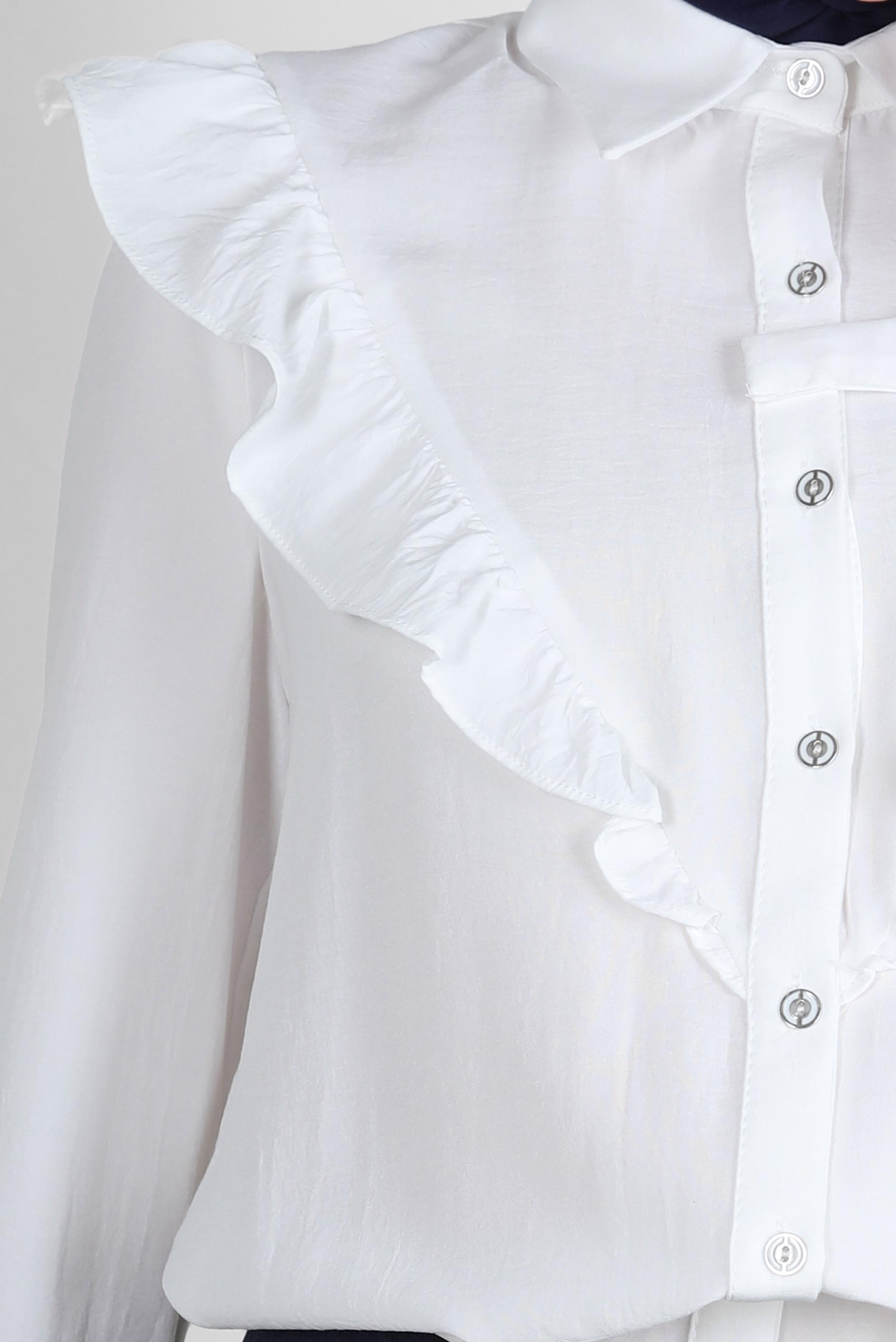 Hijab clothing WHITE SHIRT TUNIC WITH FRILL DETAIL 43812 