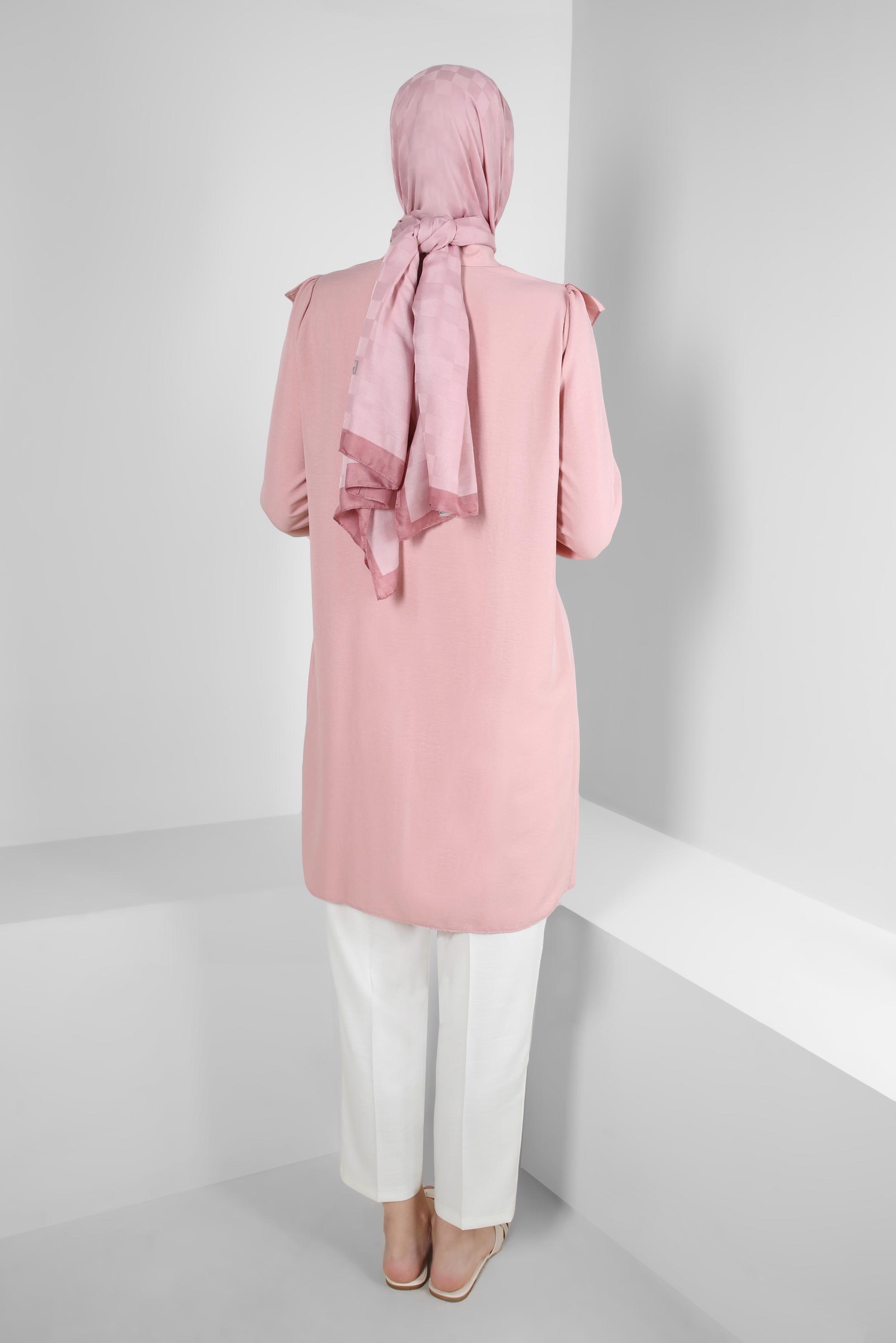 Tesettür giyim PUDRA FIRFIR DETAYLI GÖMLEK TUNİK 43812