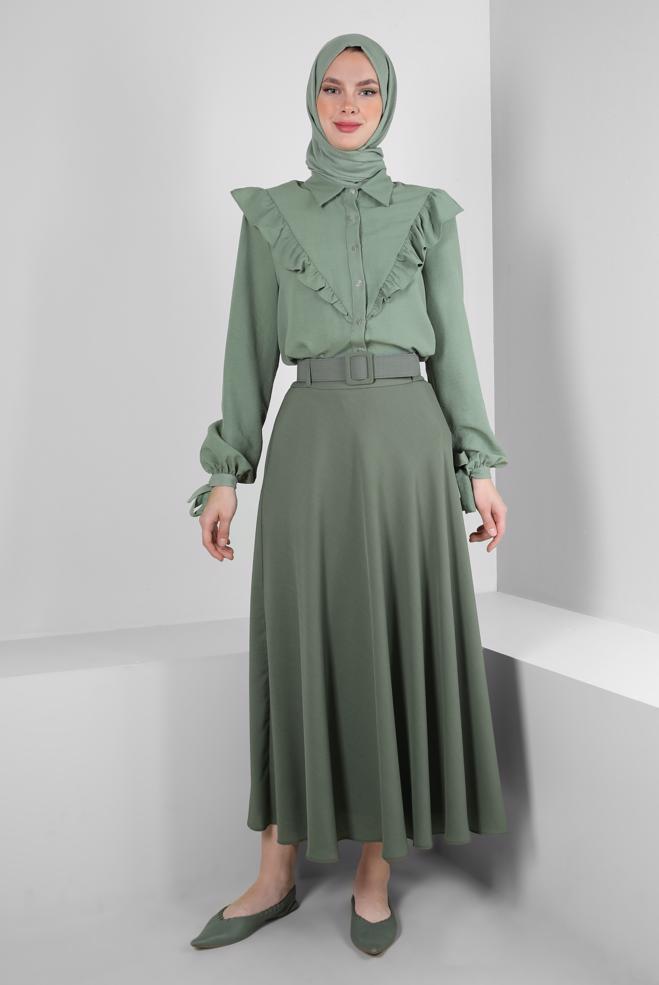 Tesettür giyim  FIRFIR DETAYLI GÖMLEK TUNİK 43812 - ALVİNA