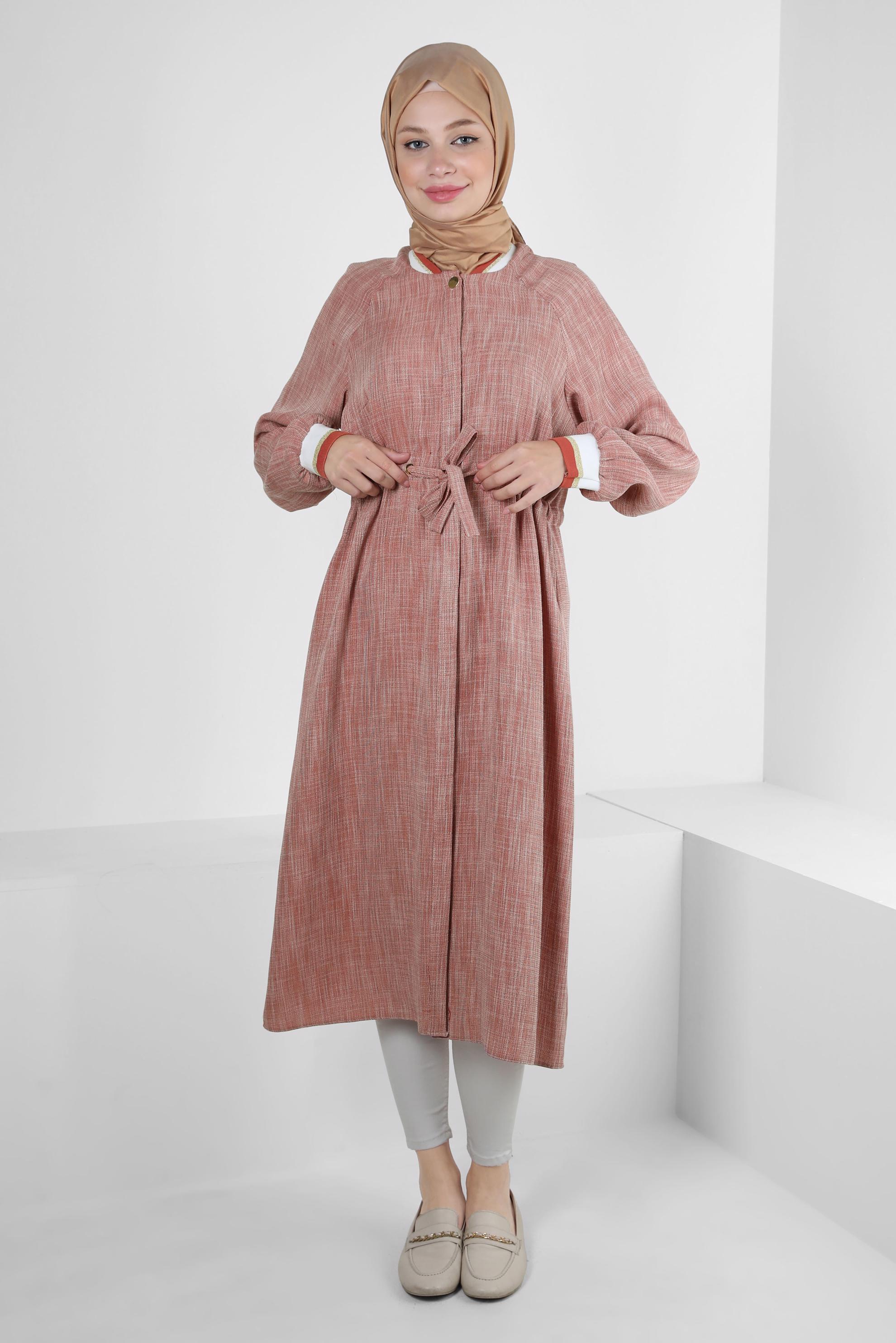 Vêtements hijab ORANGE TUNIQUE TAILLE SMOCKING AVEC POIGNETS ÉLASTIQUE 43813